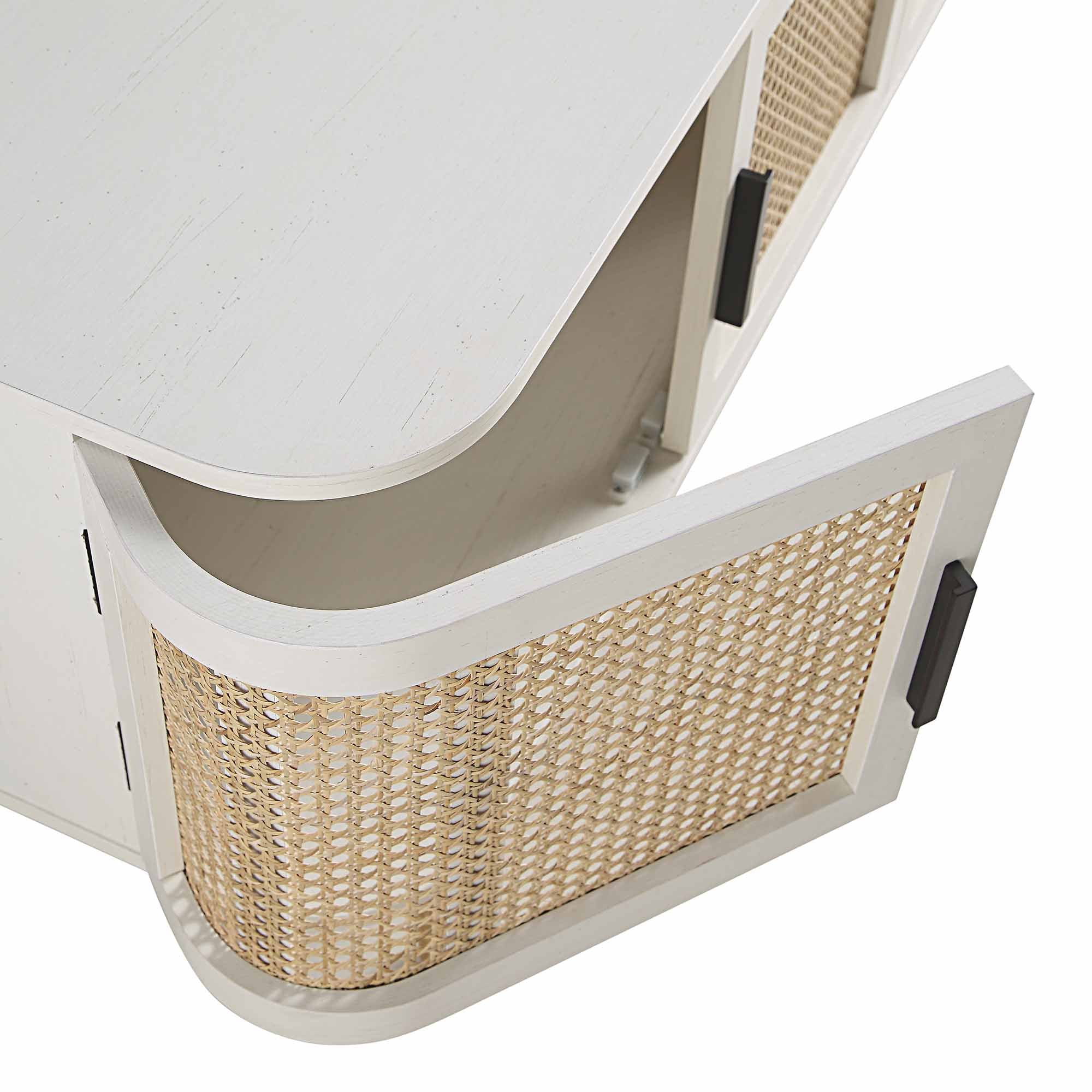 Izzy Curved Rattan 160cm Wide TV Unit, White - Image 11