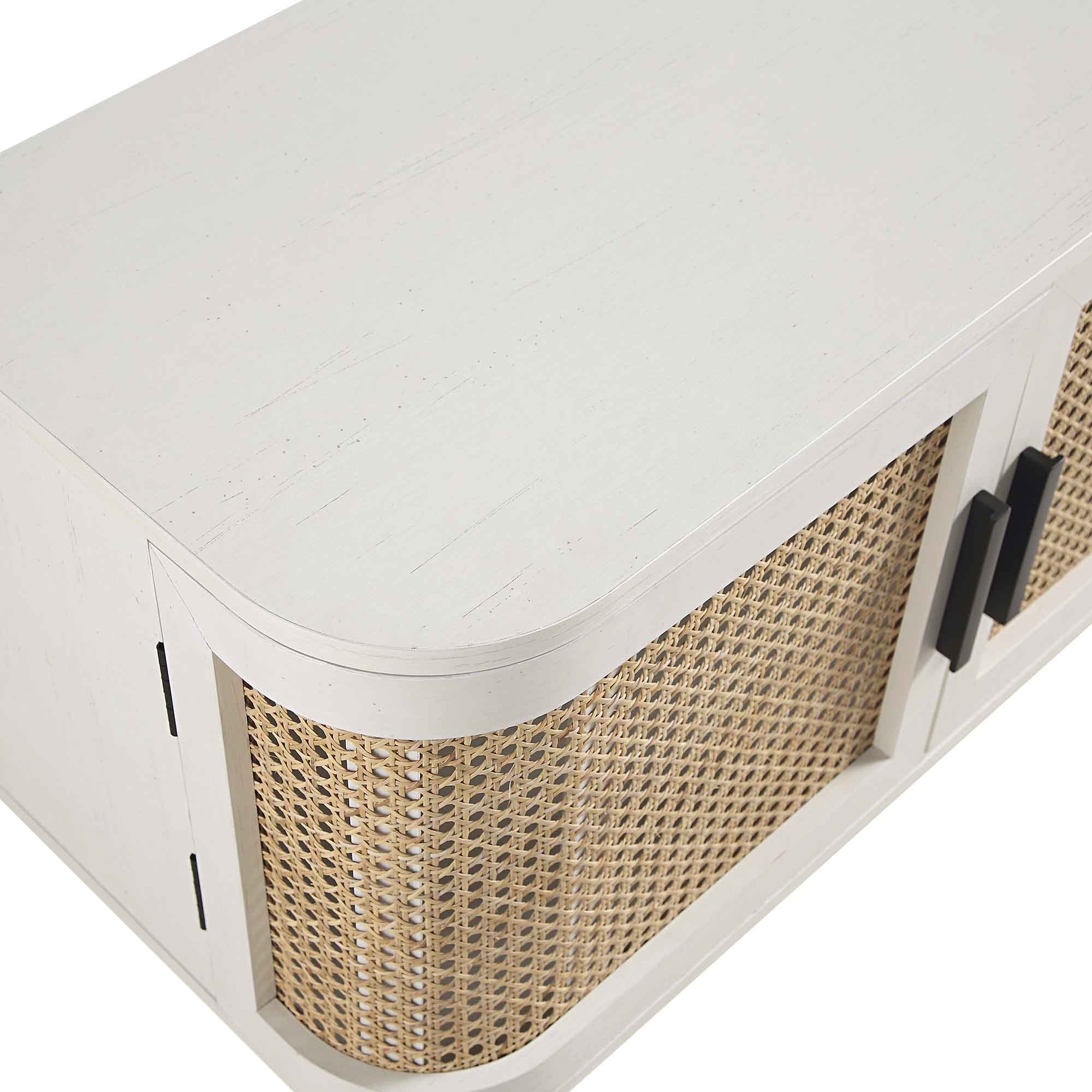 Izzy Curved Rattan 160cm Wide TV Unit, White - Image 12