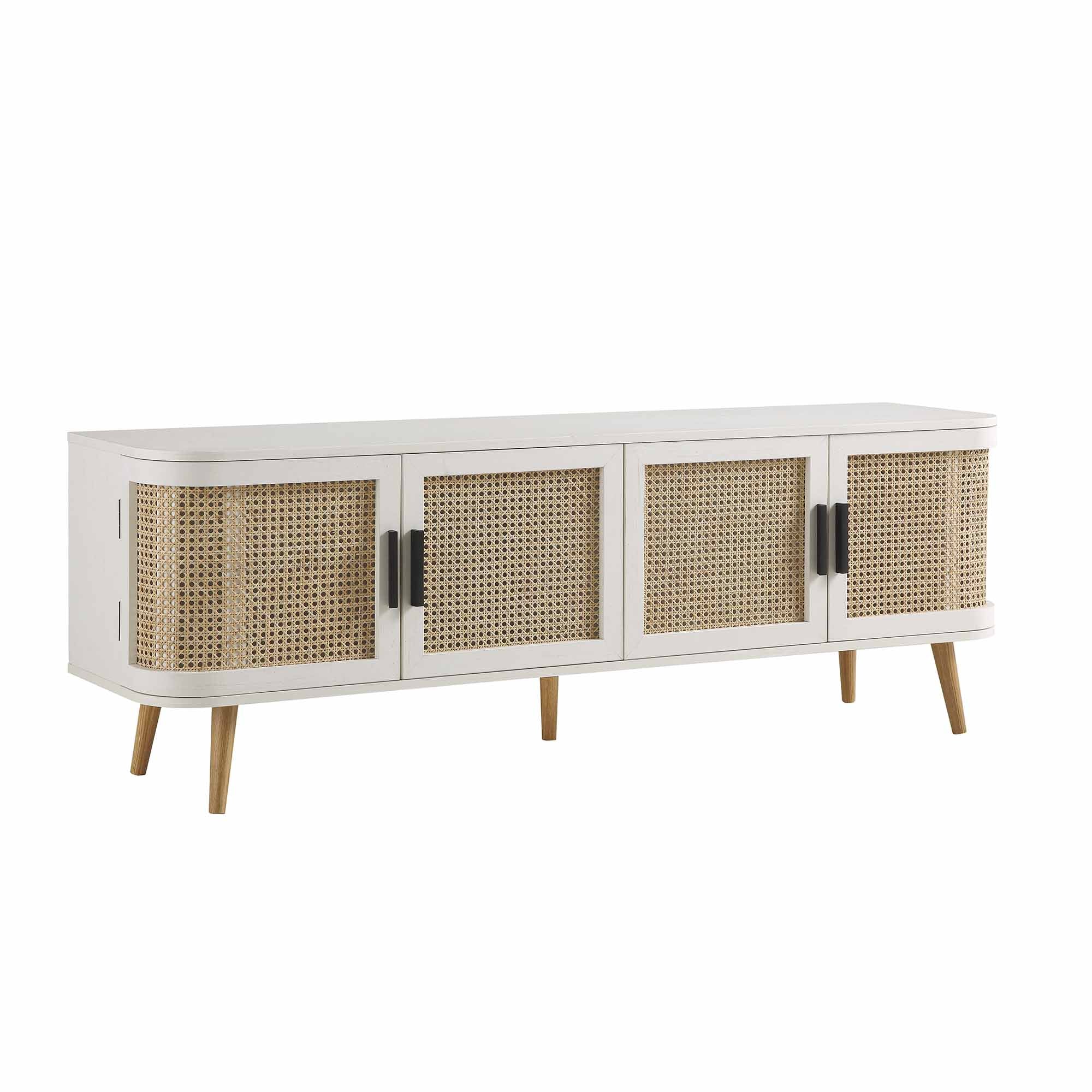 Izzy Curved Rattan 160cm Wide TV Unit, White - Image 5