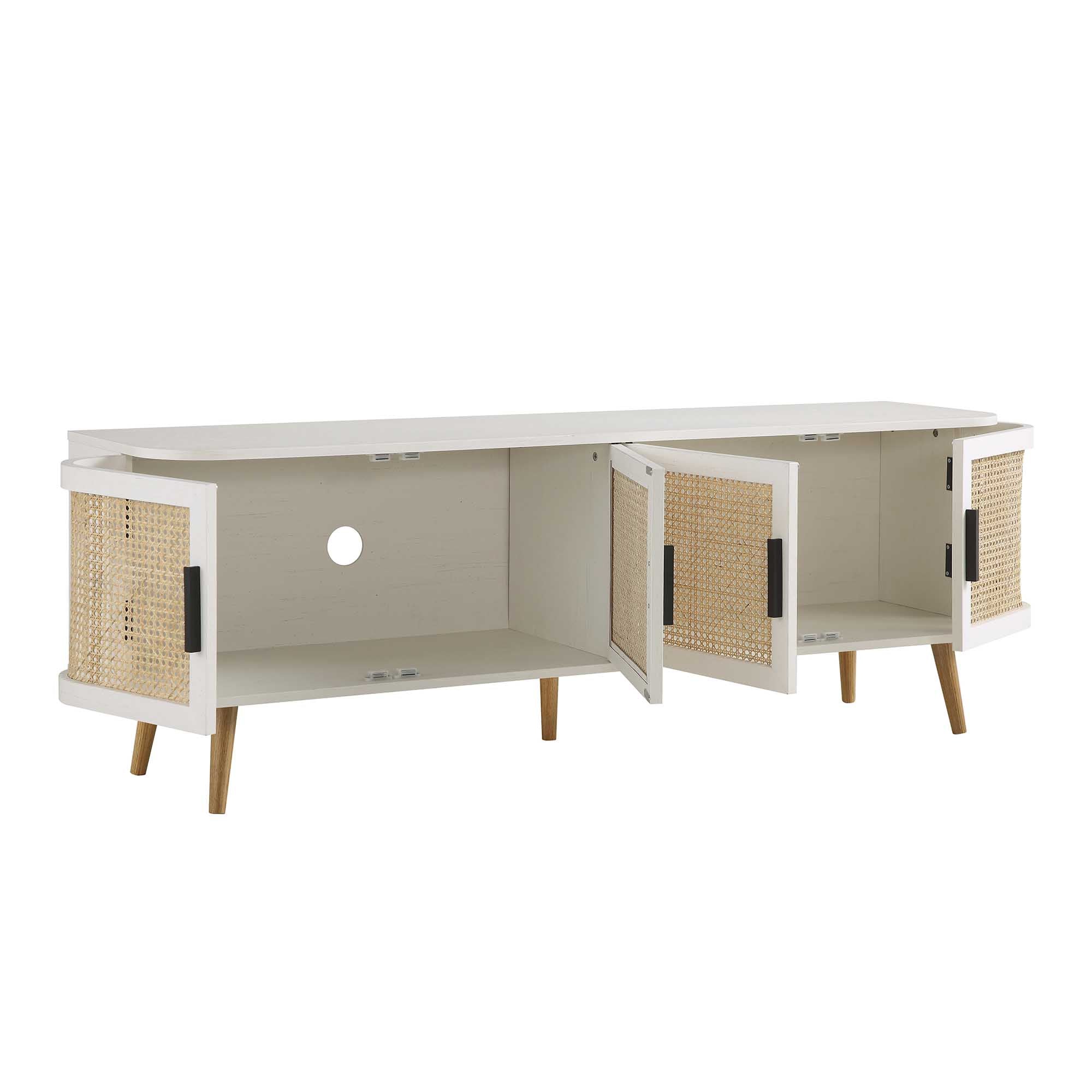 Izzy Curved Rattan 160cm Wide TV Unit, White - Image 7