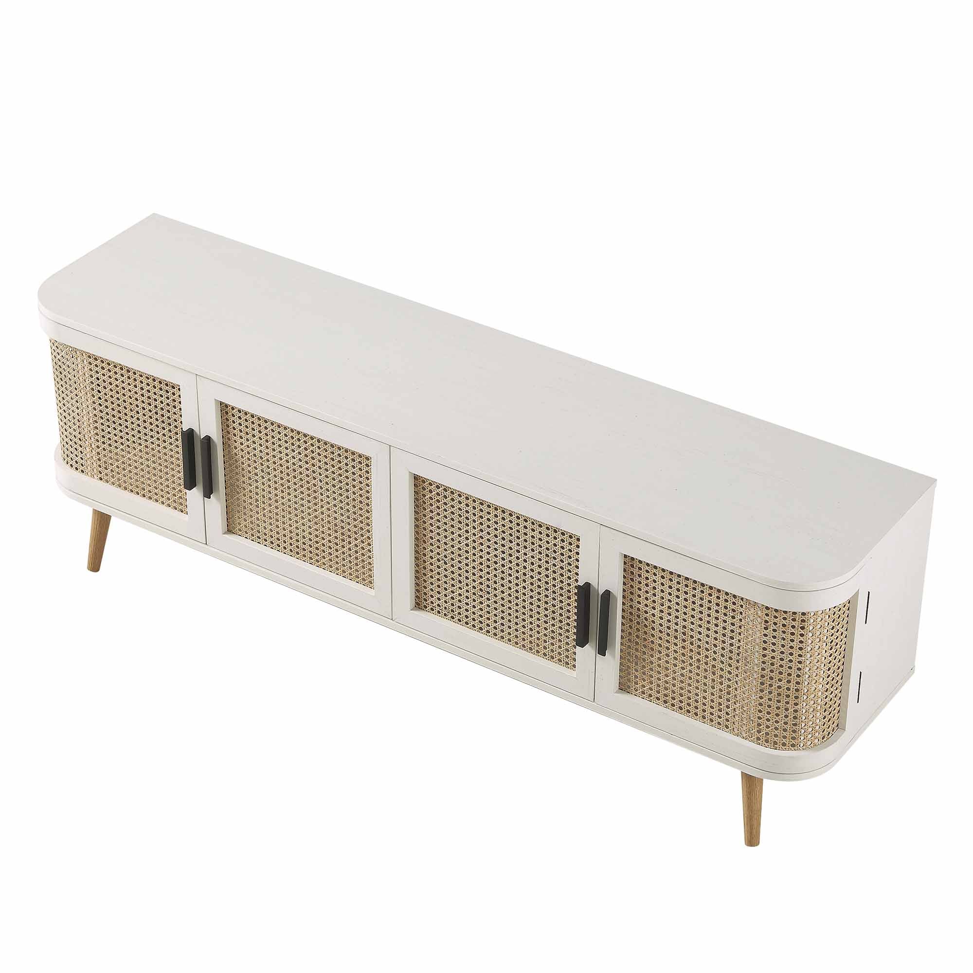 Izzy Curved Rattan 160cm Wide TV Unit, White - Image 8
