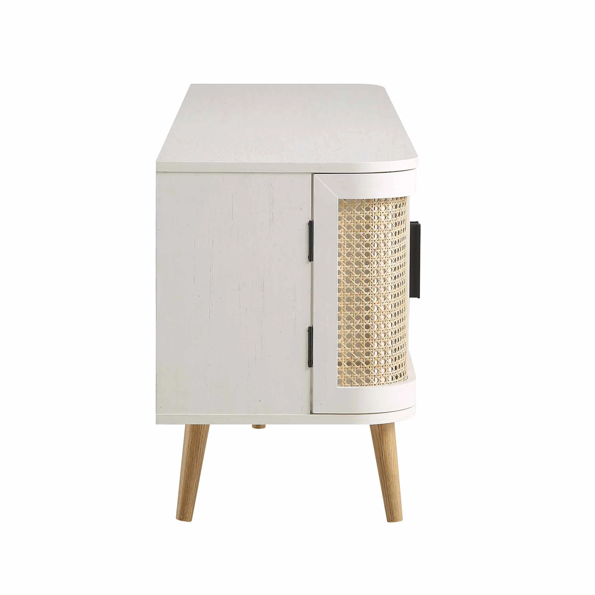 Izzy Curved Rattan 160cm Wide TV Unit, White - Image 9
