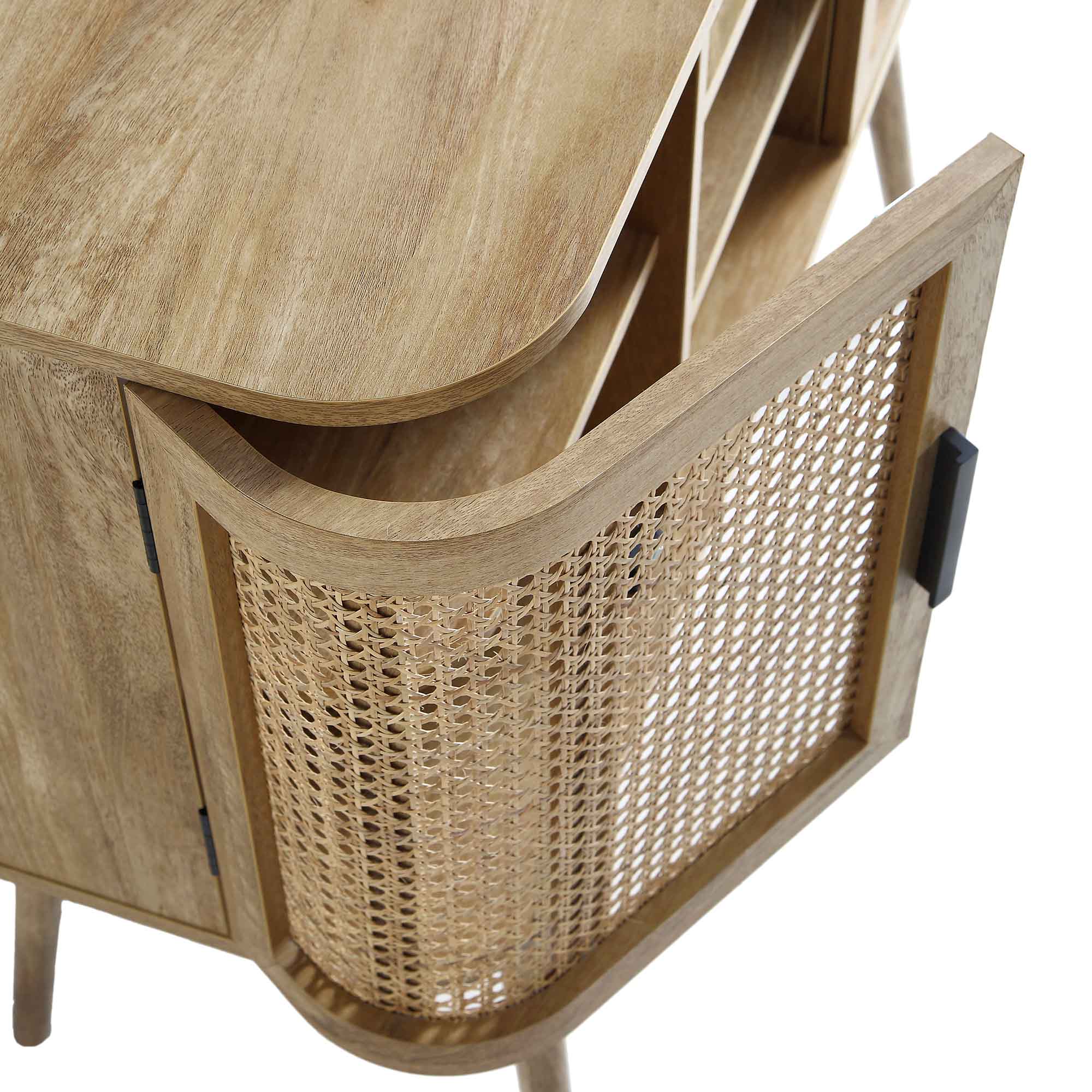 Izzy Curved Rattan 2-Door Buffet Sideboard, Natural - Image 11