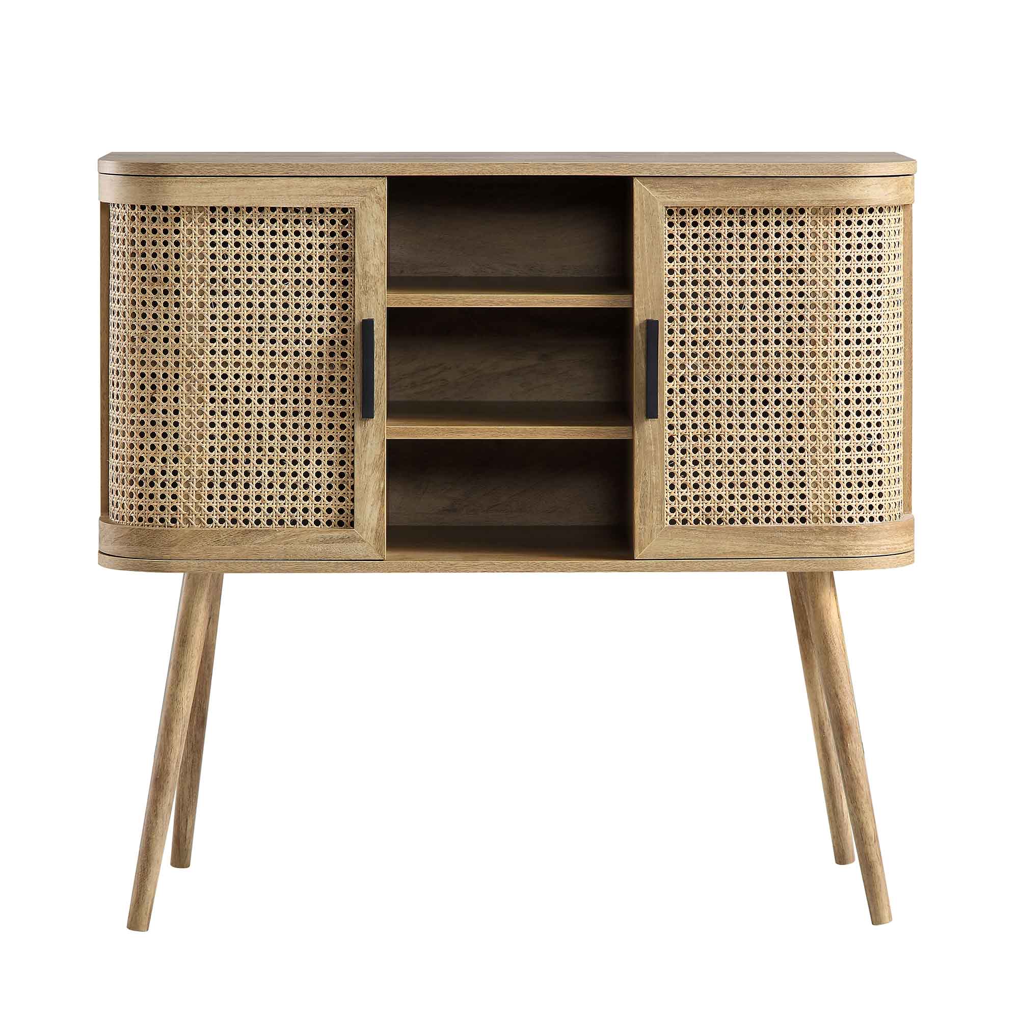 Izzy Curved Rattan 2-Door Buffet Sideboard, Natural - Image 4