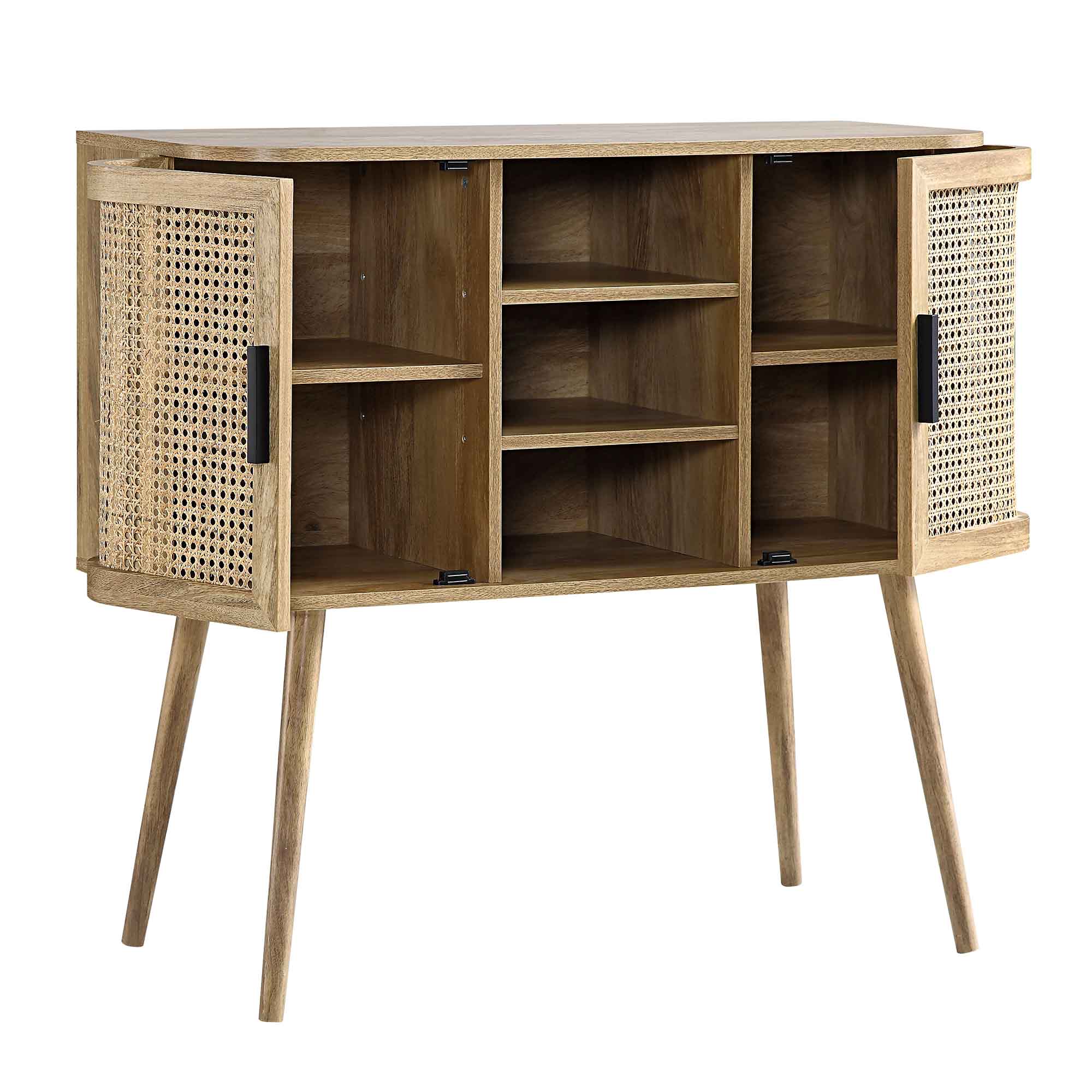 Izzy Curved Rattan 2-Door Buffet Sideboard, Natural - Image 7
