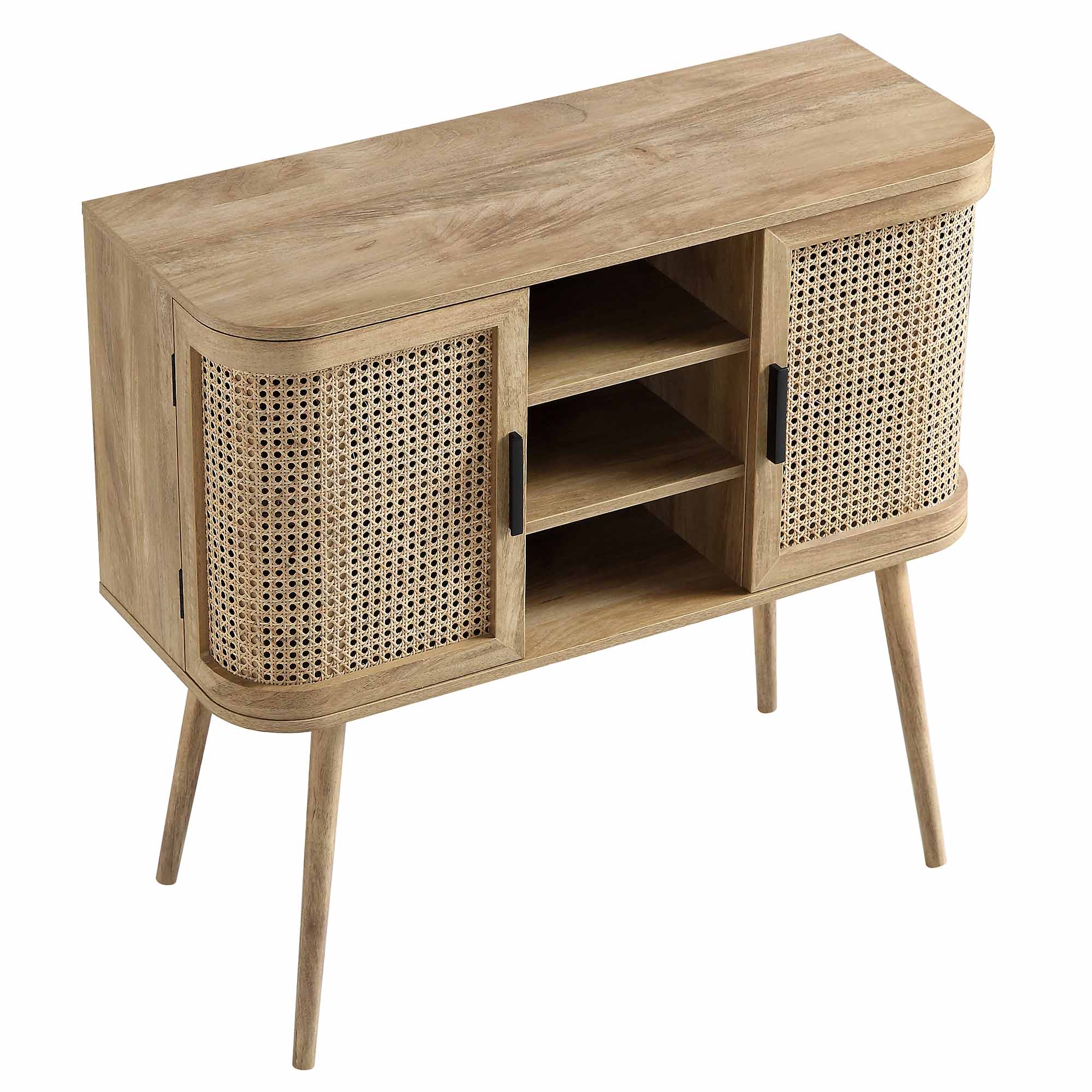 Izzy Curved Rattan 2-Door Buffet Sideboard, Natural - Image 8