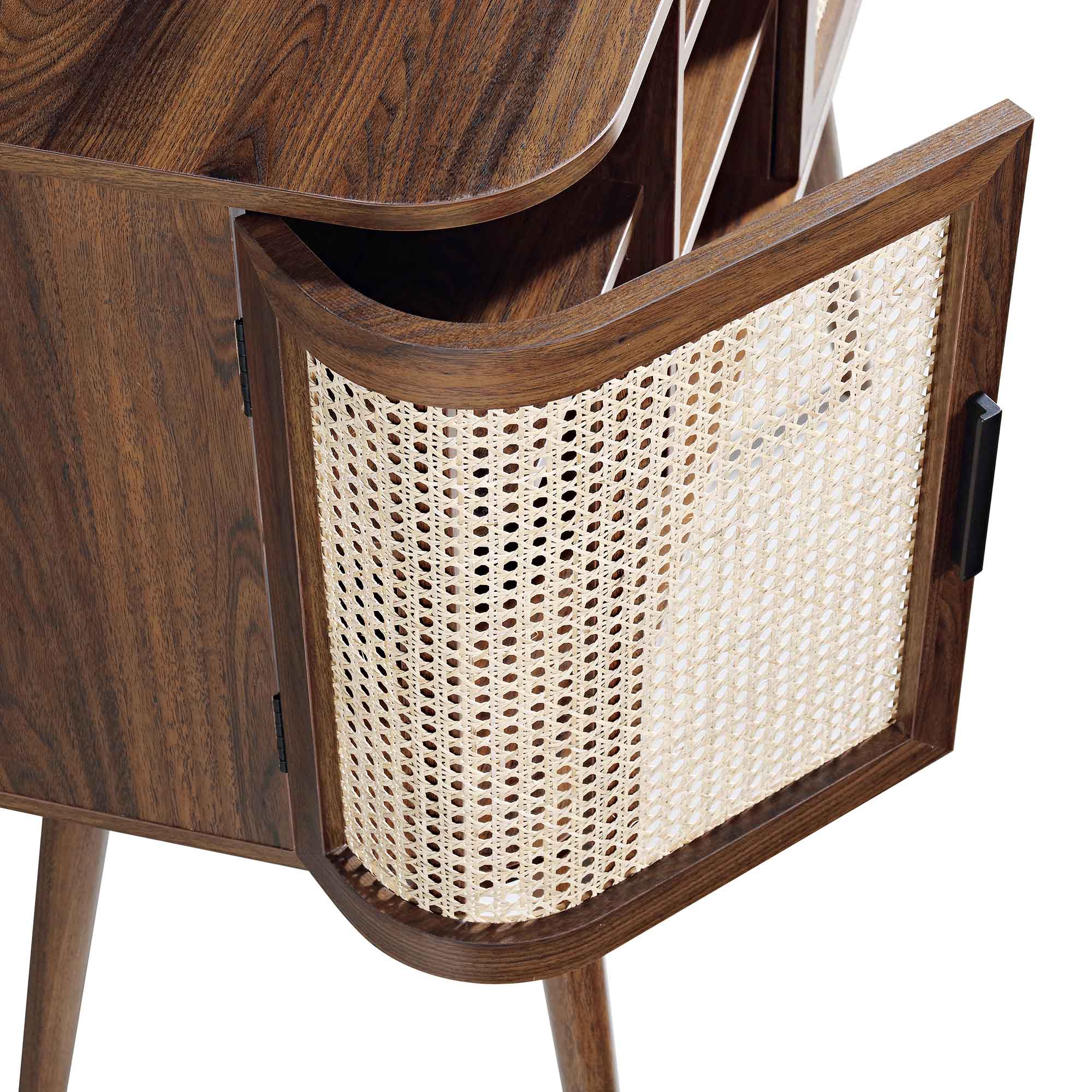 Izzy Curved Rattan 2-Door Buffet Sideboard, Walnut - Image 11