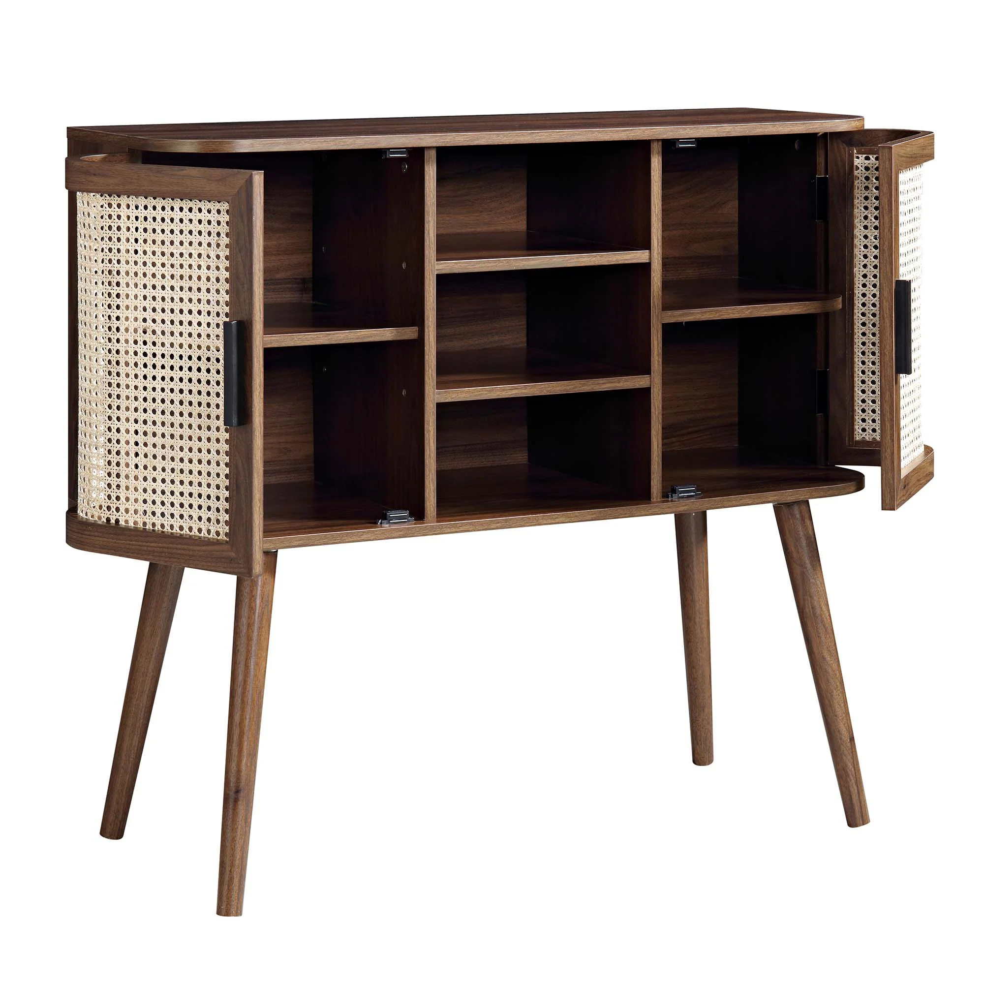 Izzy Curved Rattan 2-Door Buffet Sideboard, Walnut - Image 8