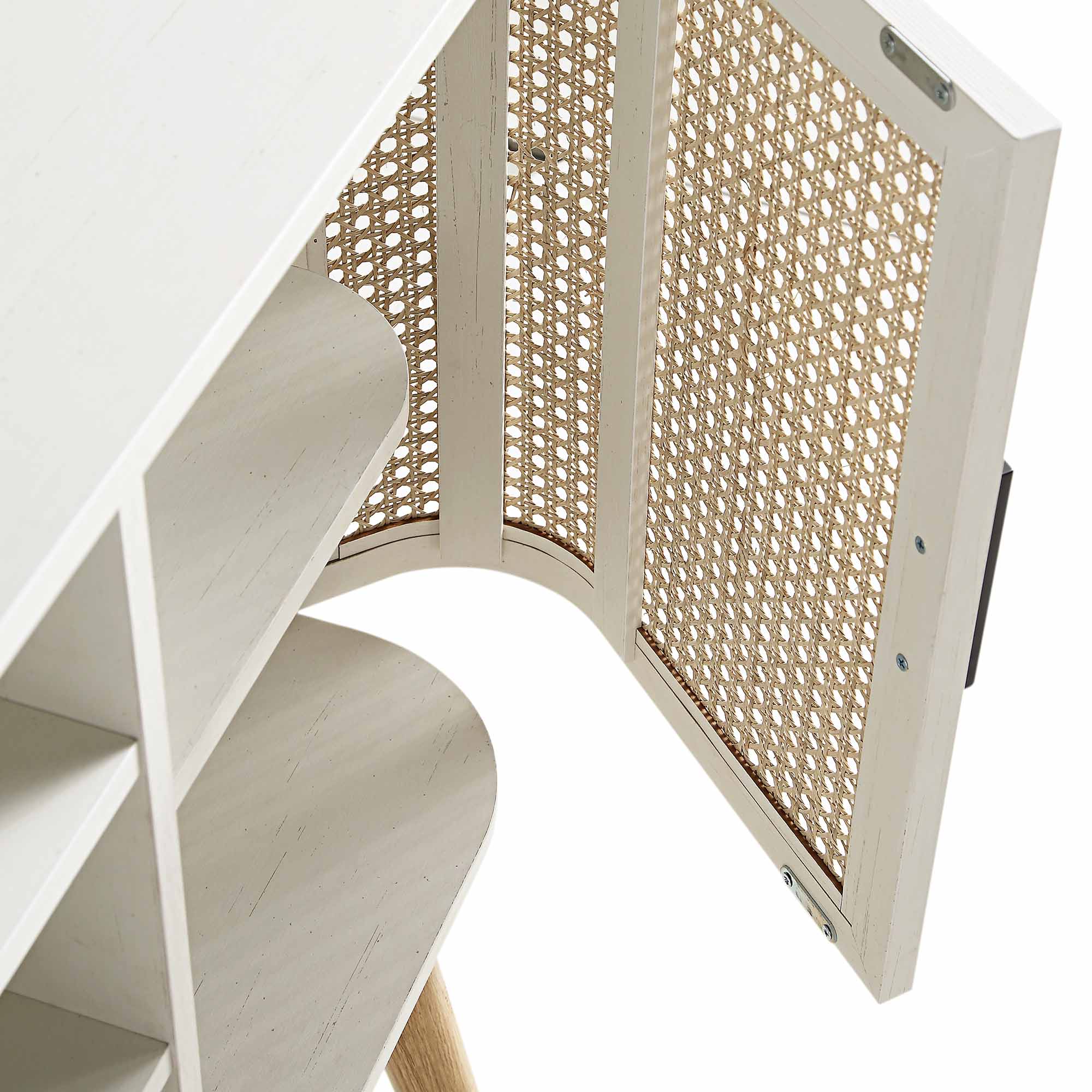 Izzy Curved Rattan 2-Door Buffet Sideboard, White - Image 10