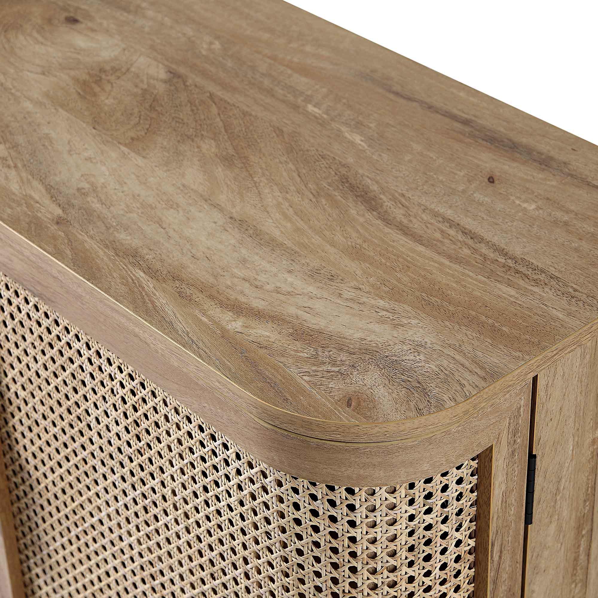Izzy Curved Rattan 2-Door Small Sideboard, Natural - Image 13