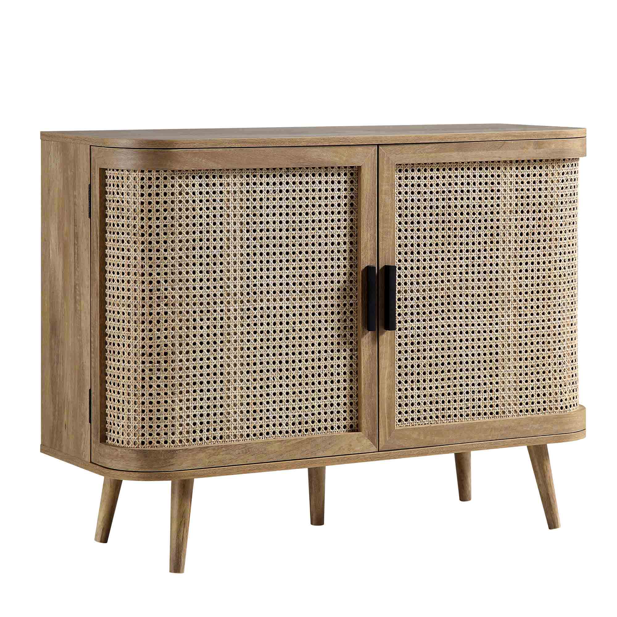 Izzy Curved Rattan 2-Door Small Sideboard, Natural - Image 5