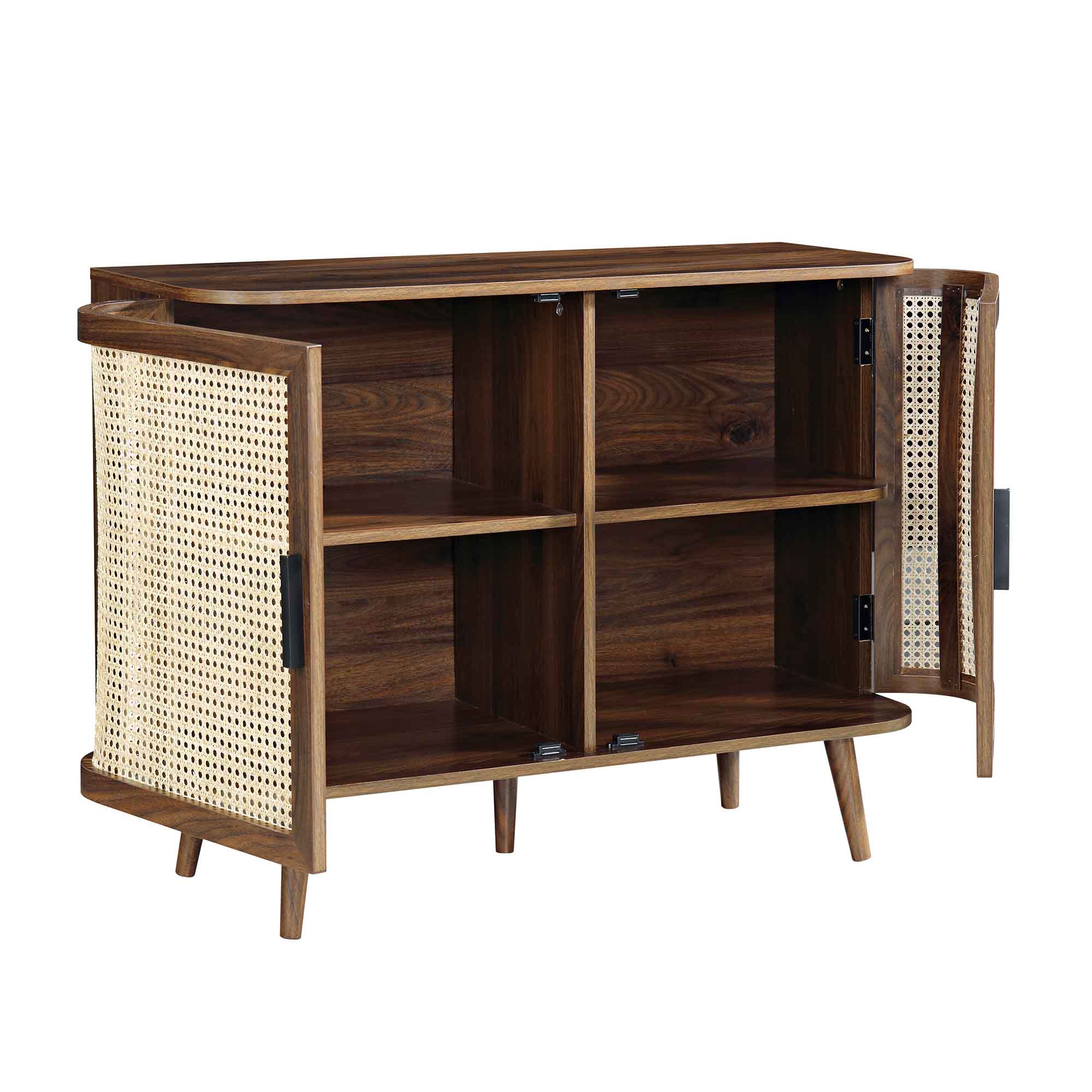Izzy Curved Rattan 2-Door Small Sideboard, Walnut - Image 7