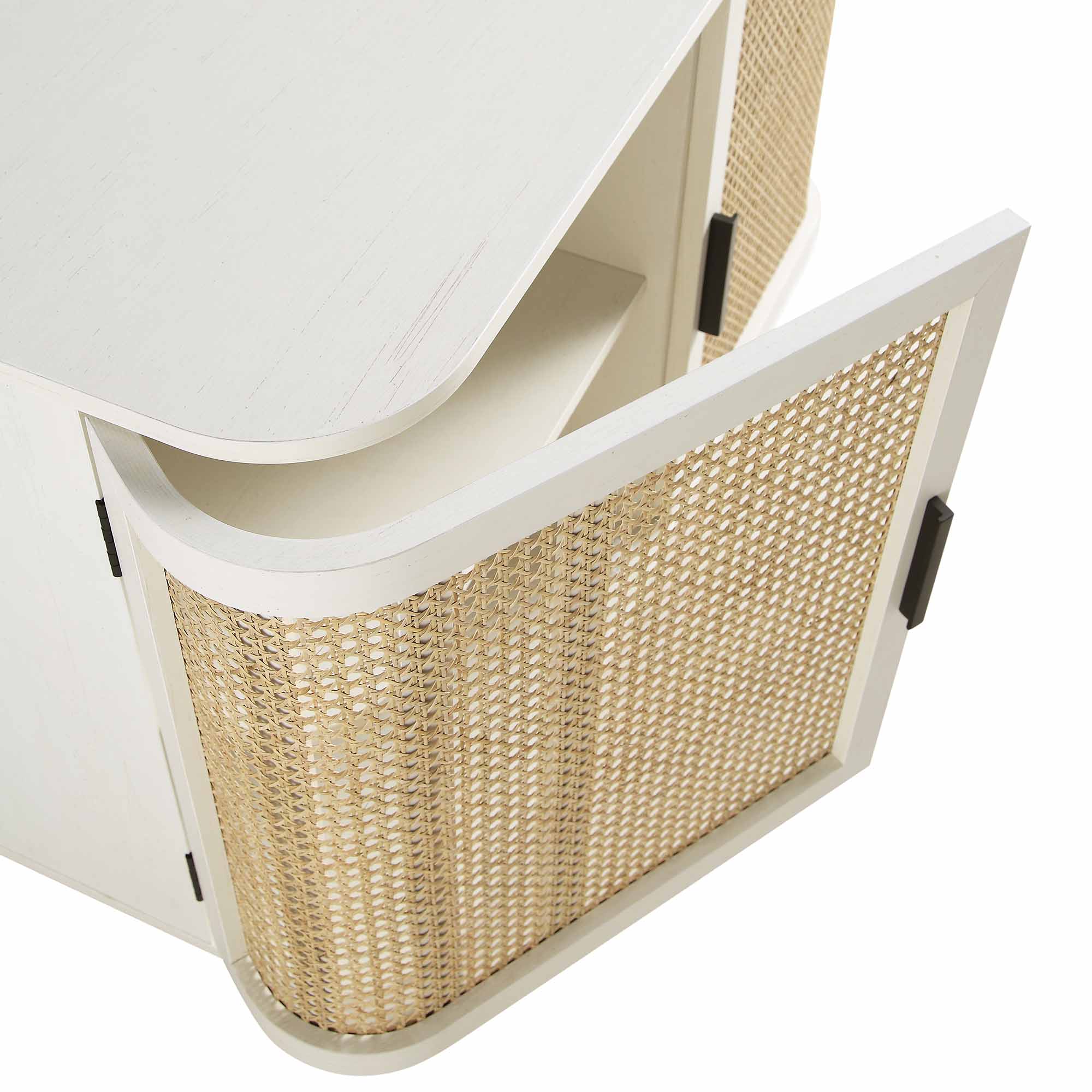 Izzy Curved Rattan 2-Door Small Sideboard, White - Image 10