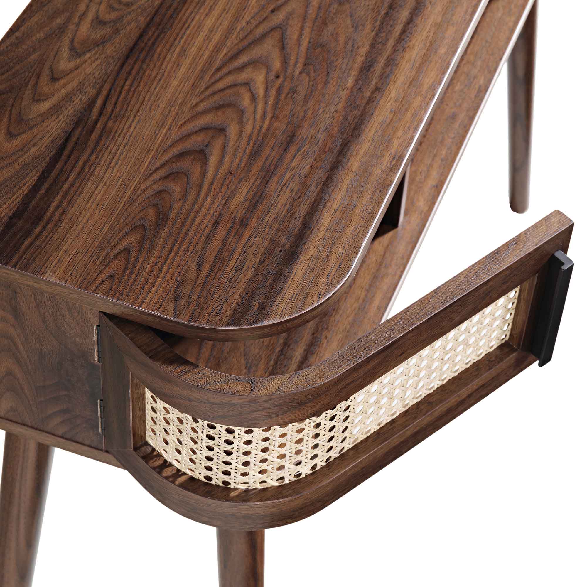 Izzy Curved Rattan 2-Door Table, Walnut - Image 11