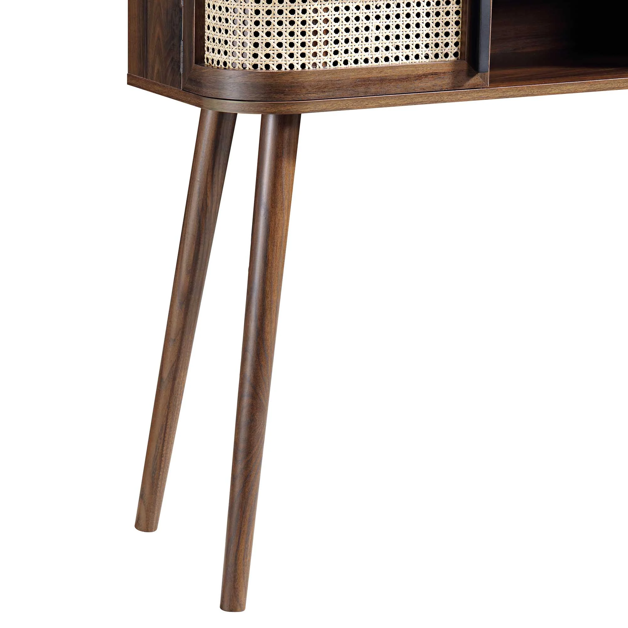 Izzy Curved Rattan 2-Door Table, Walnut - Image 14