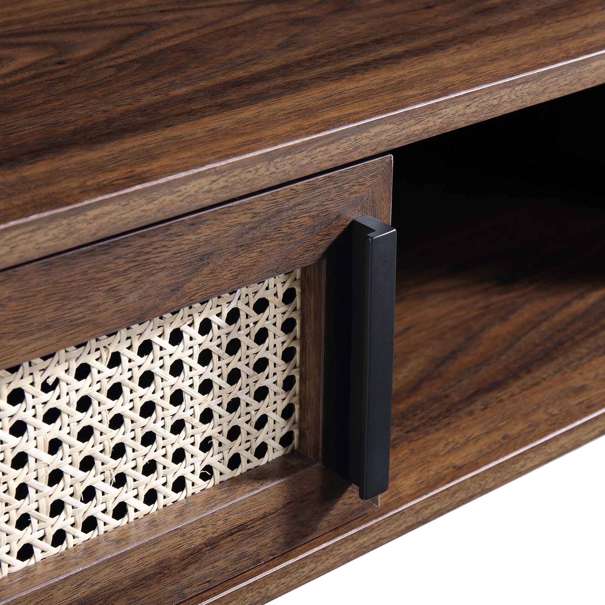 Izzy Curved Rattan 2-Door Table, Walnut - Image 15