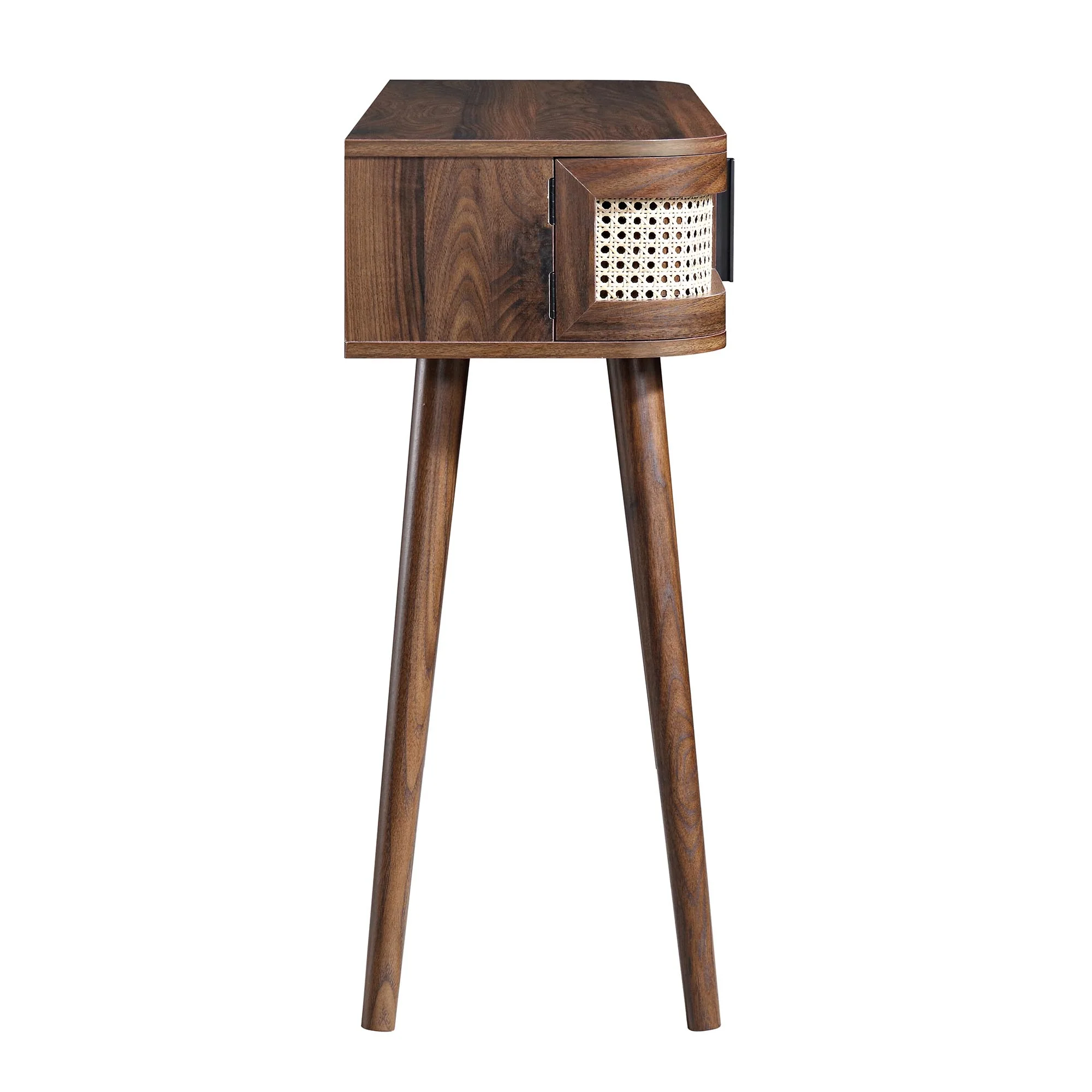 Izzy Curved Rattan 2-Door Table, Walnut - Image 8