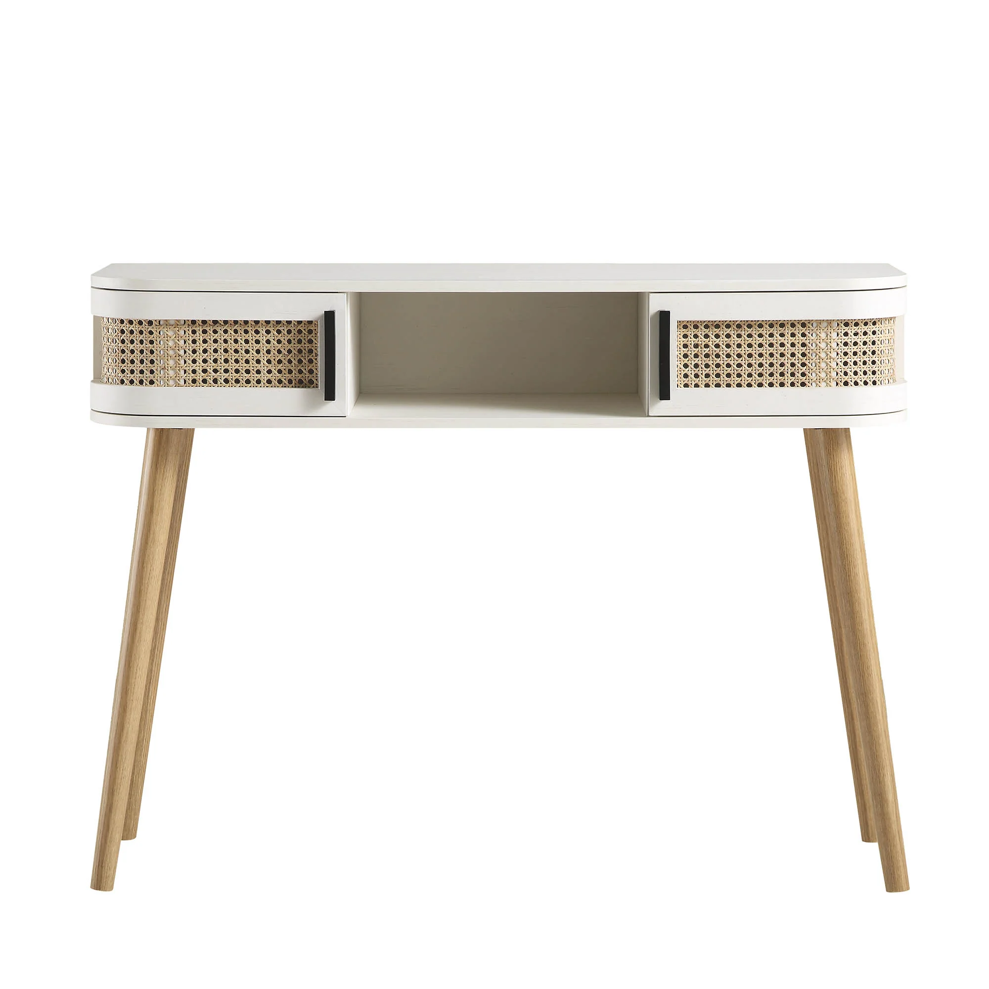 Izzy Curved Rattan 2-Door Table, White - Image 4