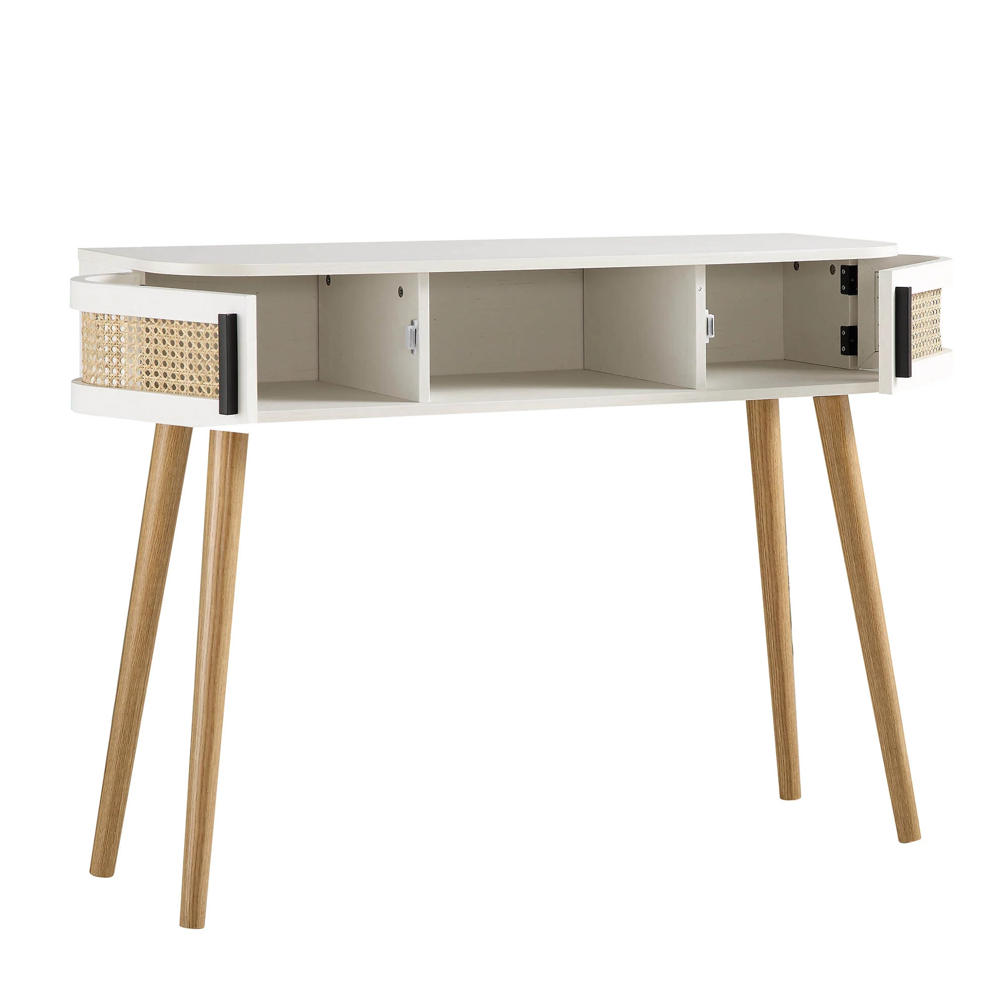 Izzy Curved Rattan 2-Door Table, White - Image 7