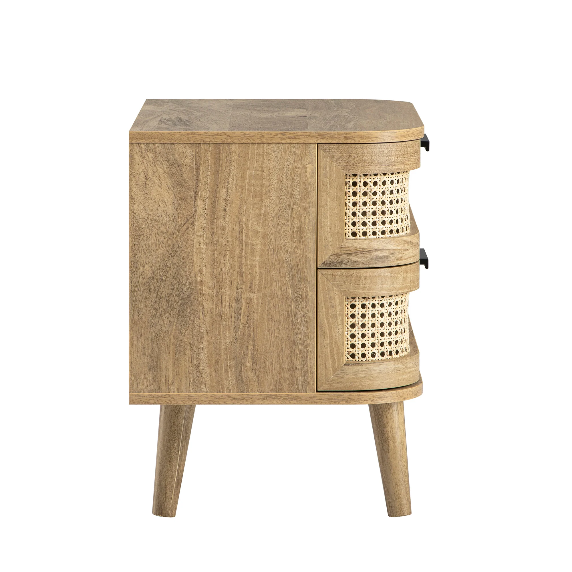 Izzy Curved Rattan 2-Drawer Bedside Table, Natural - Image 12