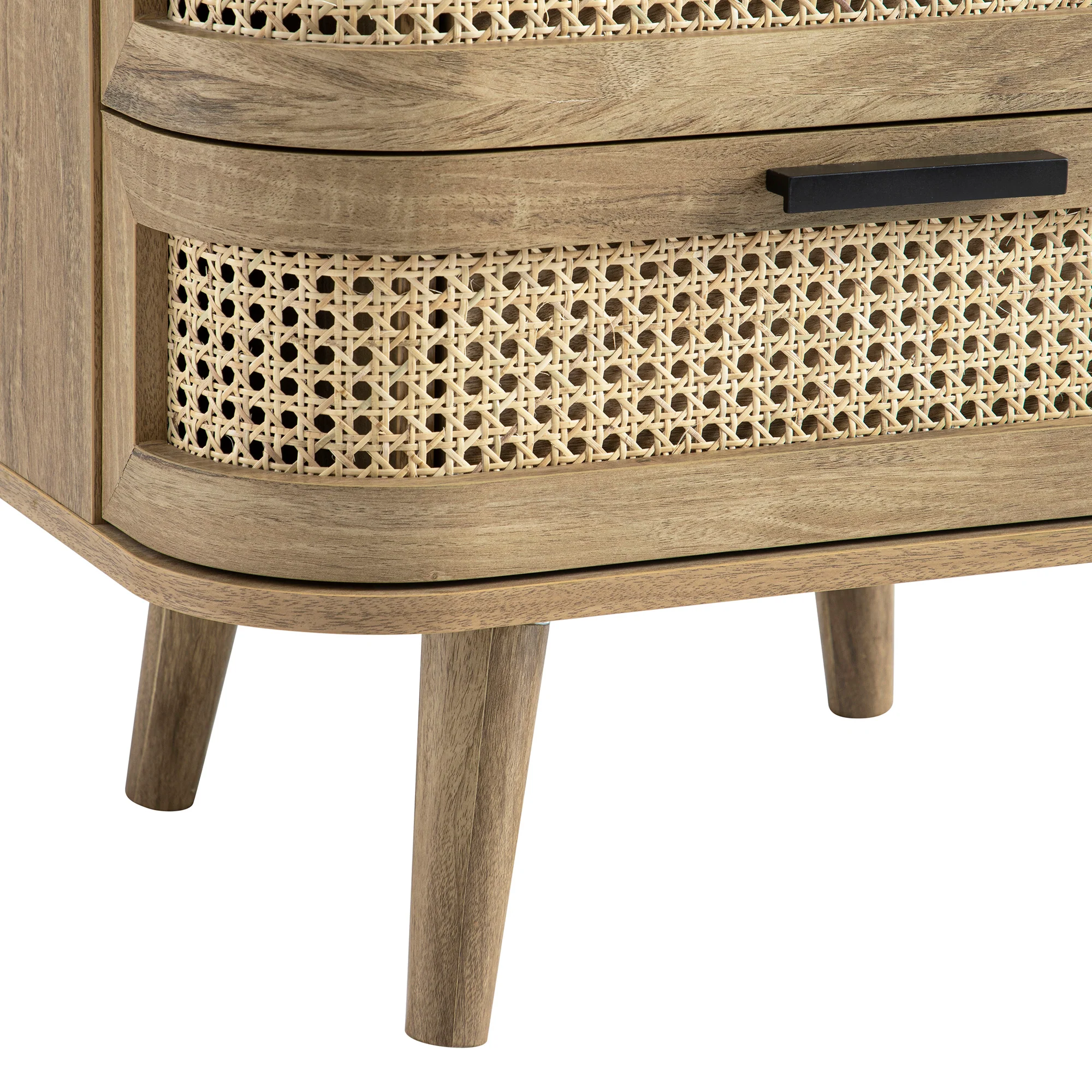 Izzy Curved Rattan 2-Drawer Bedside Table, Natural - Image 16