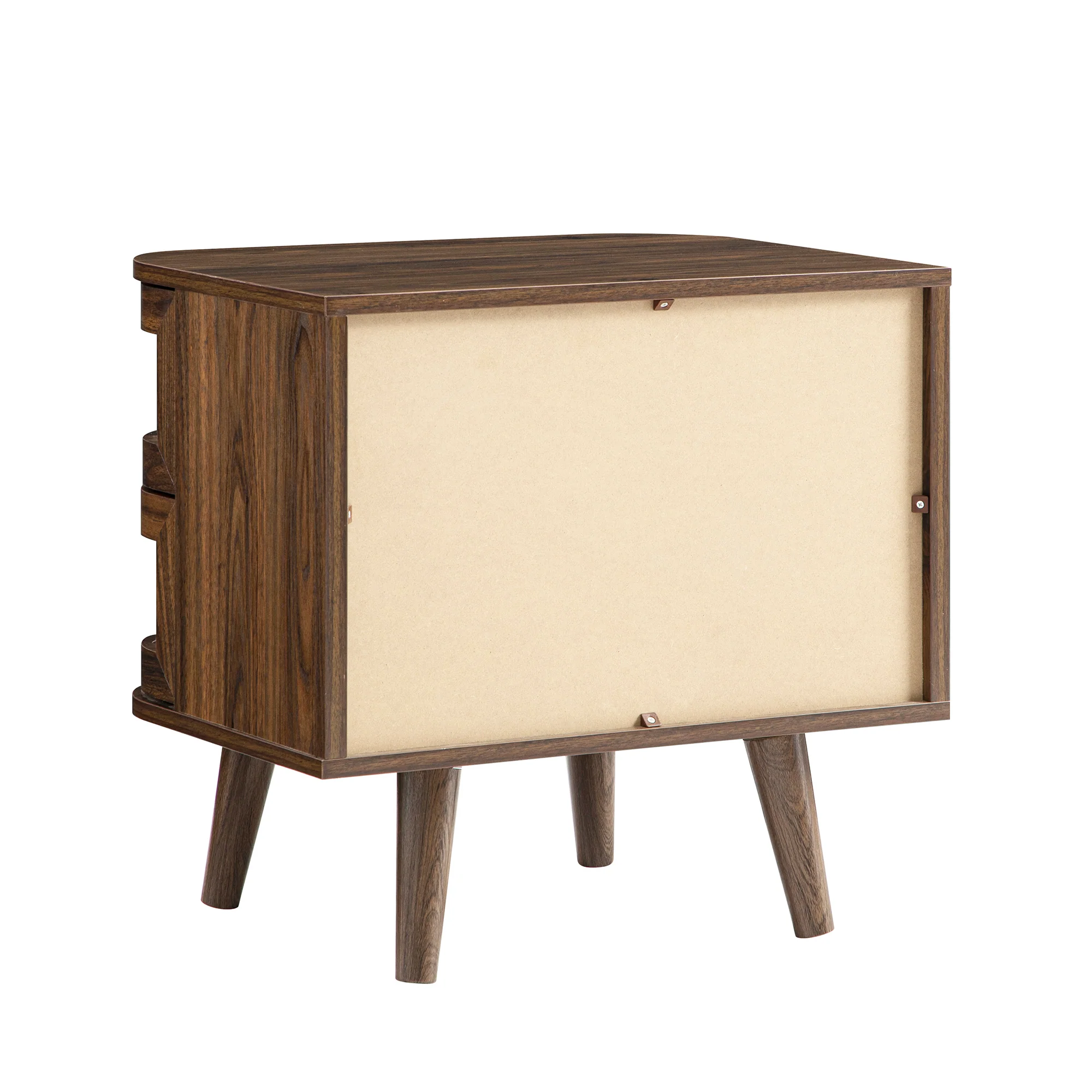 Izzy Curved Rattan 2-Drawer Bedside Table, Walnut - Image 12