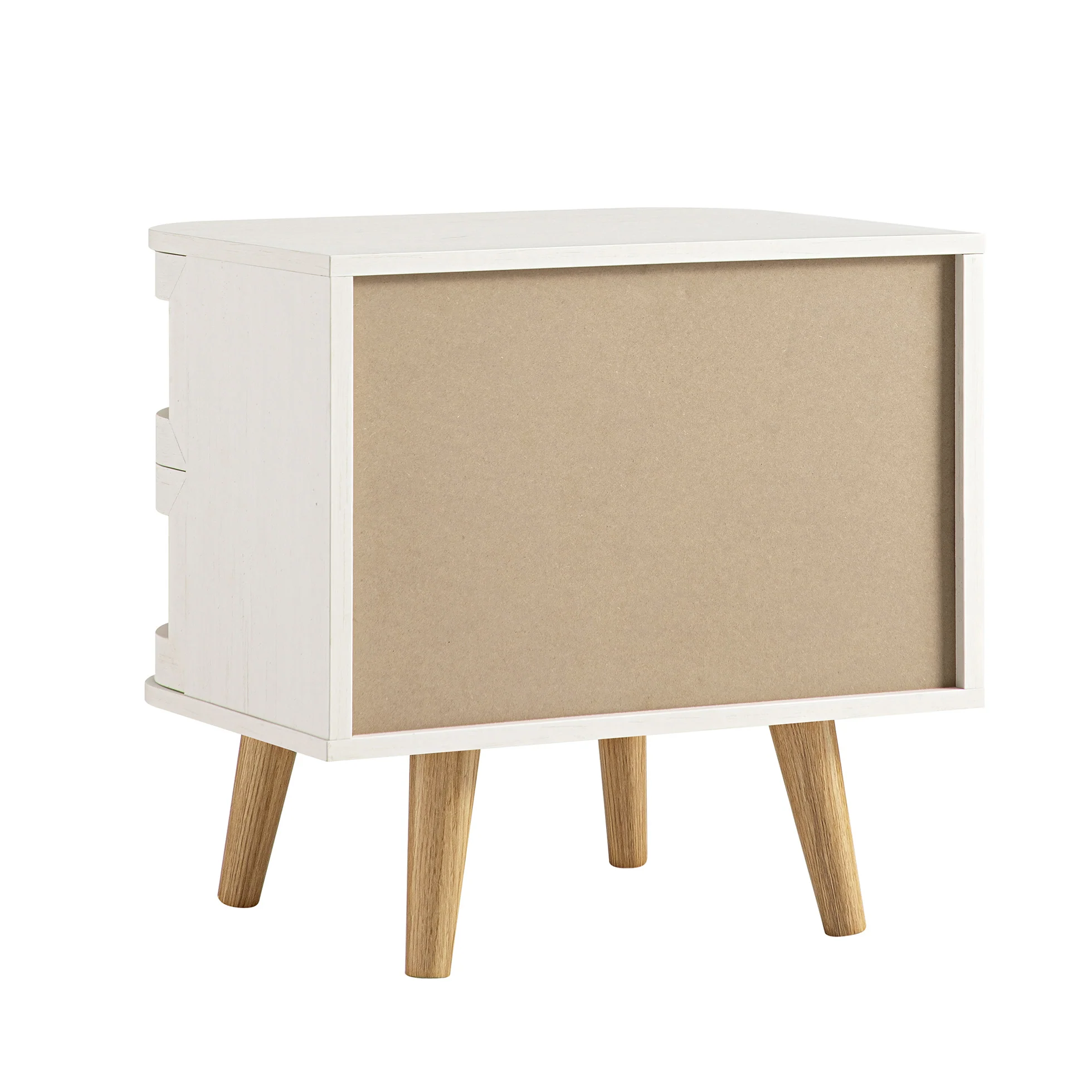 Izzy Curved Rattan 2-Drawer Bedside Table, White - Image 12
