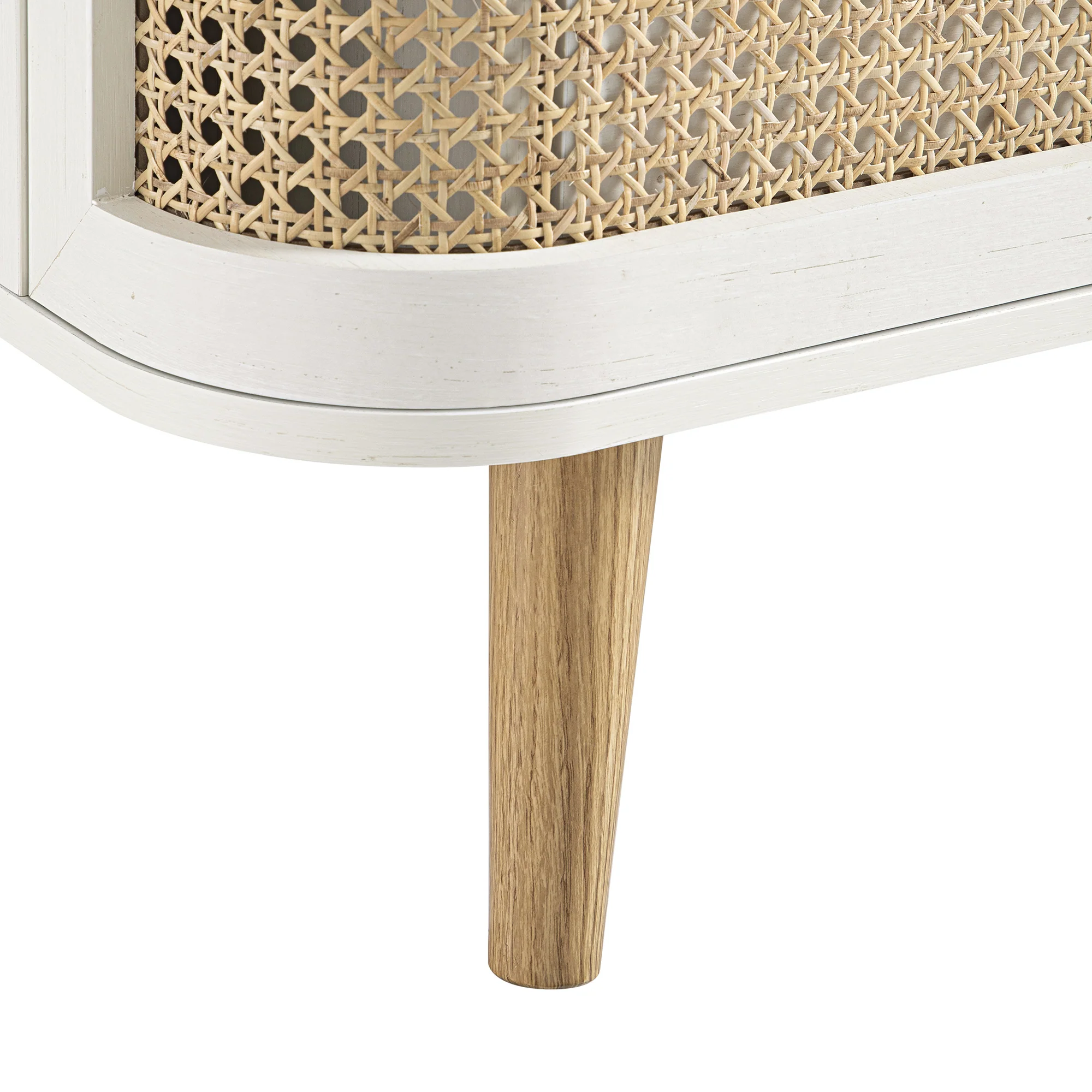 Izzy Curved Rattan 2-Drawer Bedside Table, White - Image 16