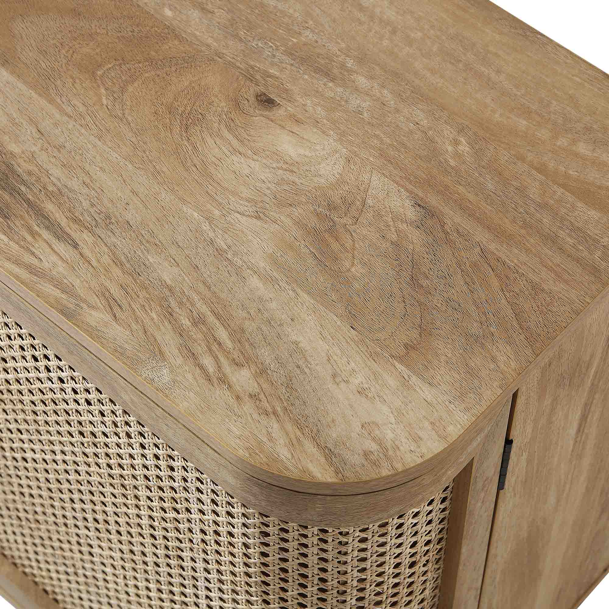 Izzy Curved Rattan Large 3-Door Sideboard, Natural - Image 12