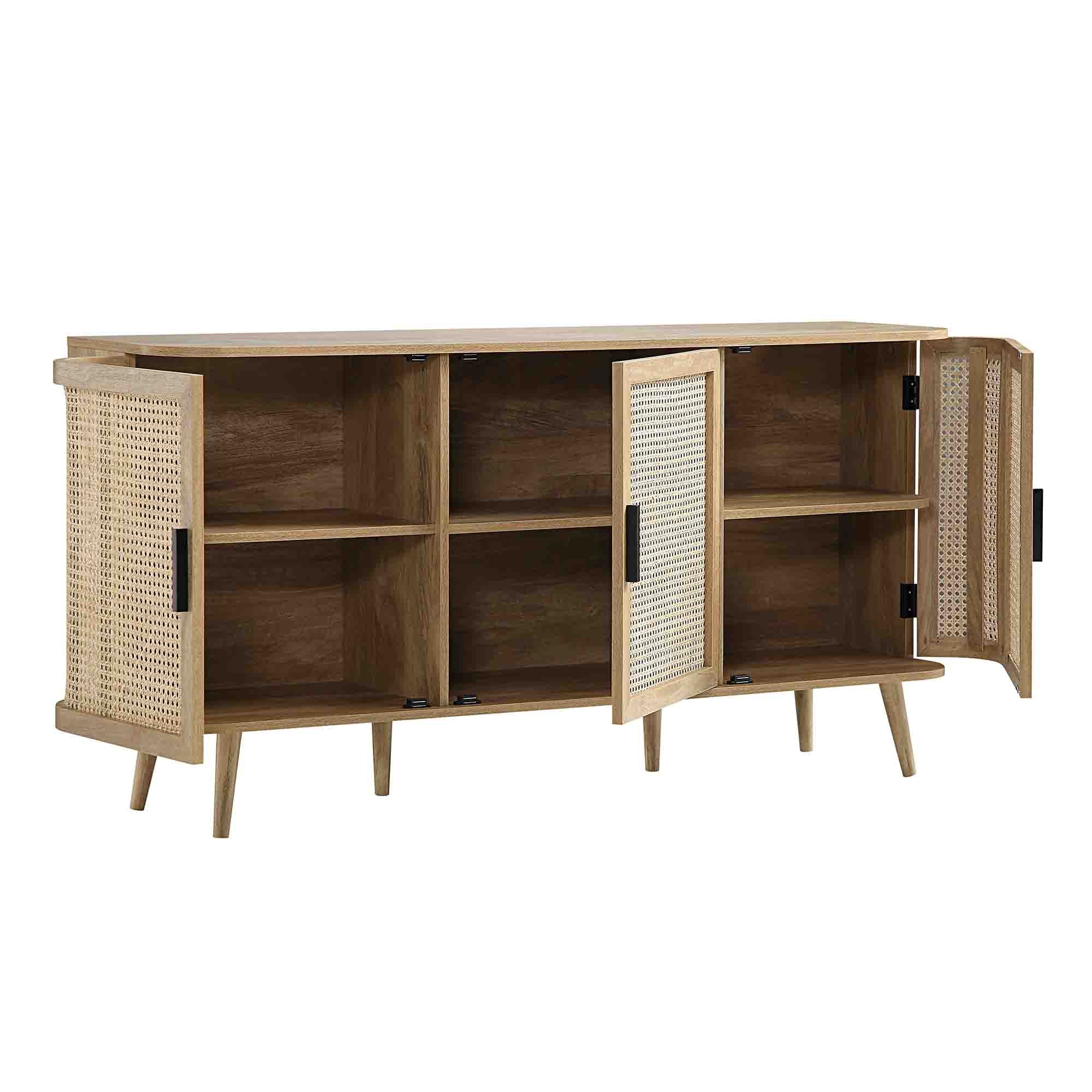 Izzy Curved Rattan Large 3-Door Sideboard, Natural - Image 7