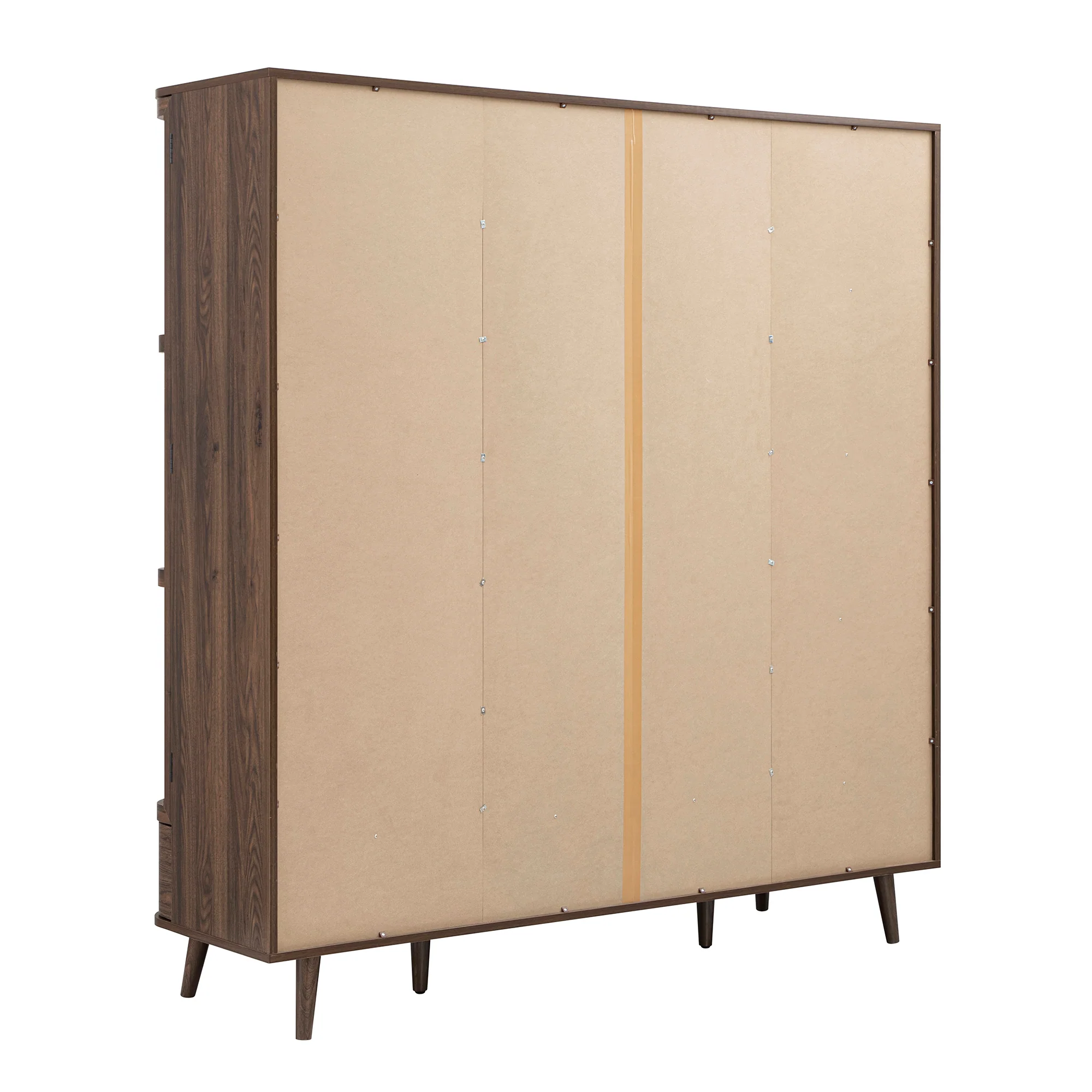 Izzy Curved Rattan 4-Door Wardrobe, Walnut - Image 14
