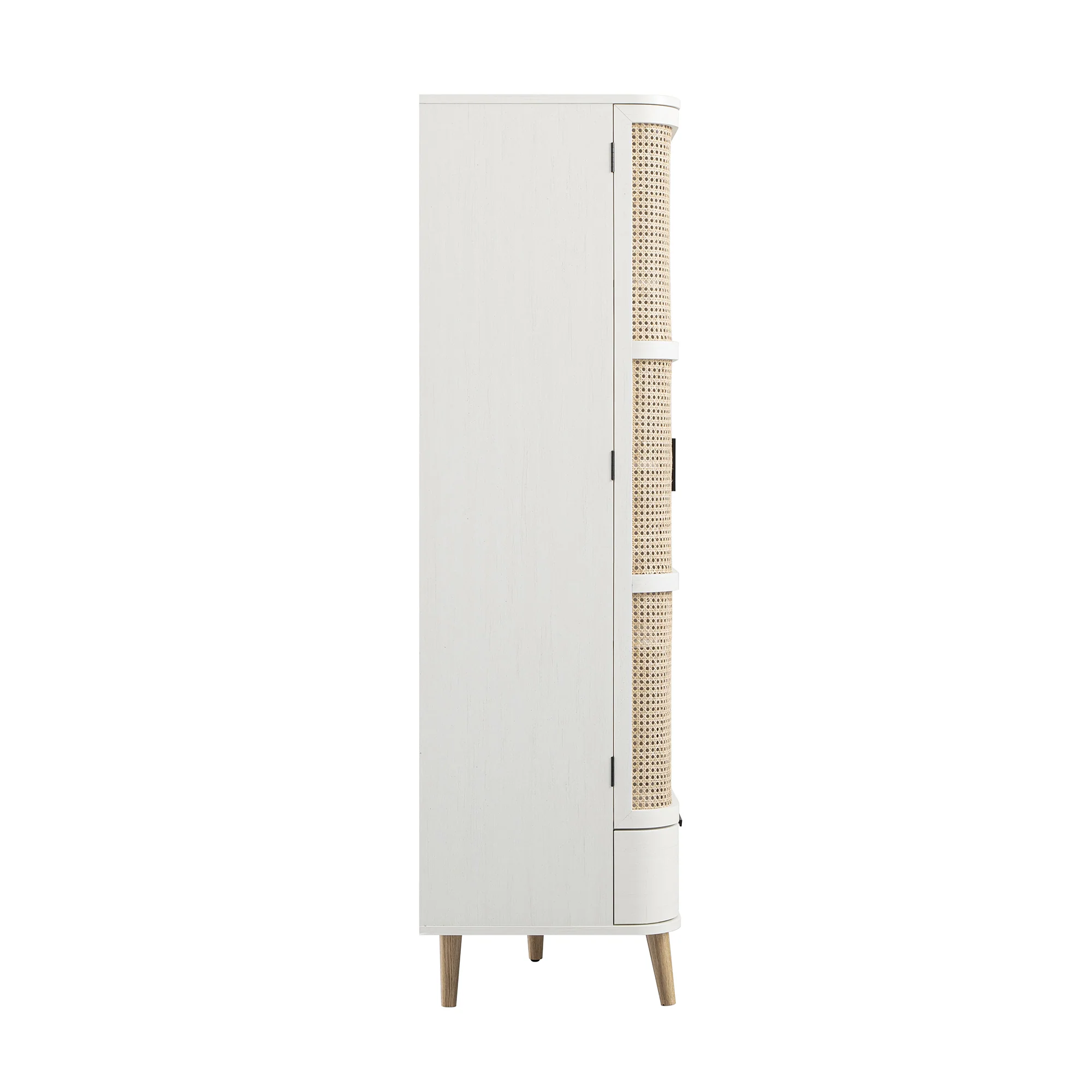 Izzy Curved Rattan 4-Door Wardrobe, White - Image 13
