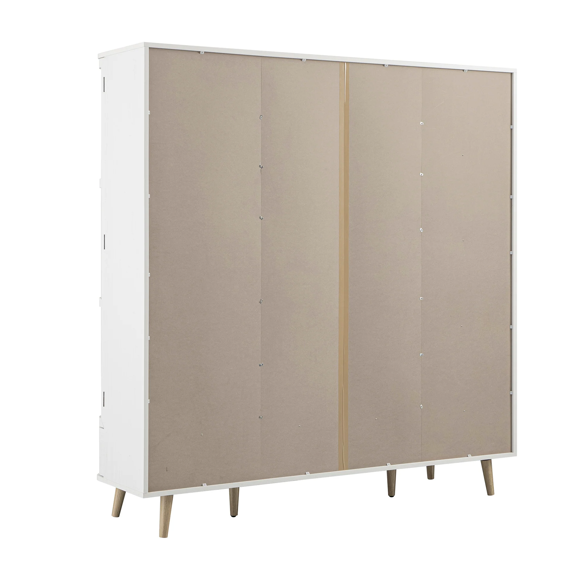 Izzy Curved Rattan 4-Door Wardrobe, White - Image 14