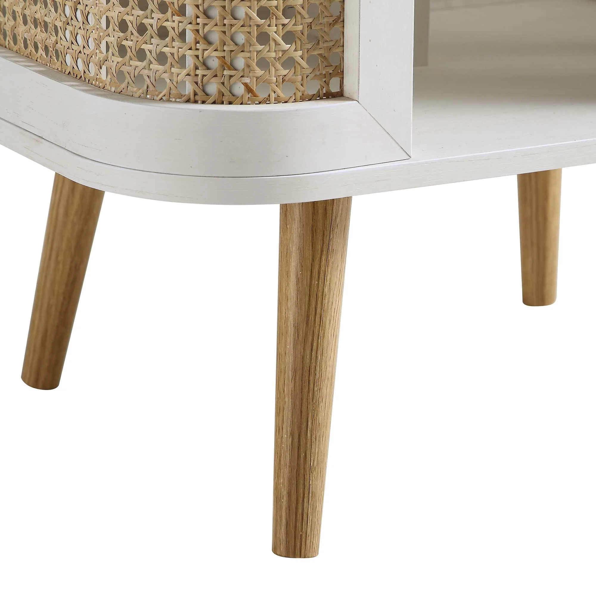 Izzy Curved Rattan Bedside Table, White - Image 10