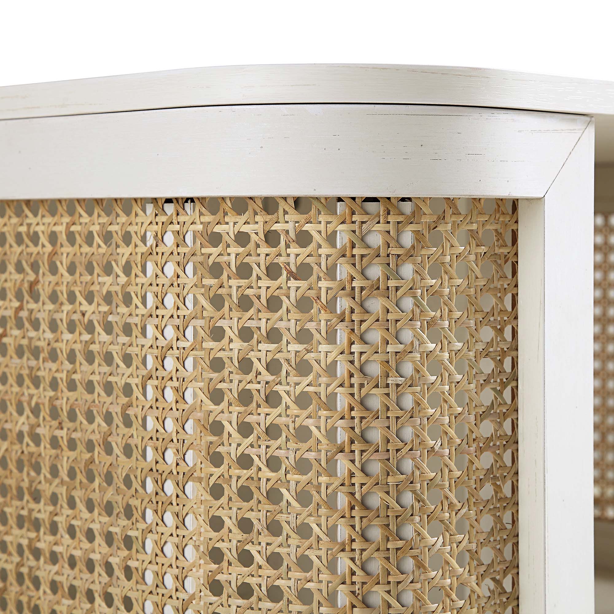 Izzy Curved Rattan Bedside Table, White - Image 11
