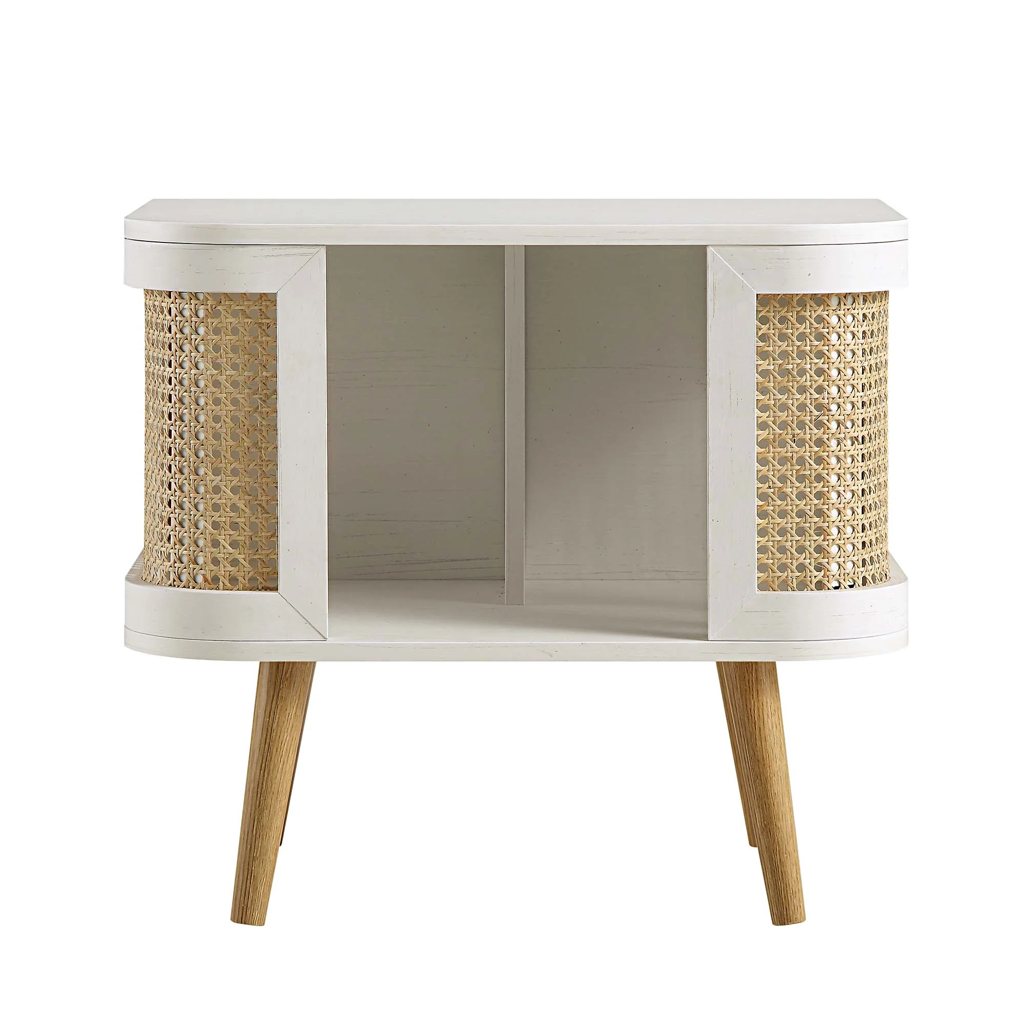 Izzy Curved Rattan Bedside Table, White - Image 4