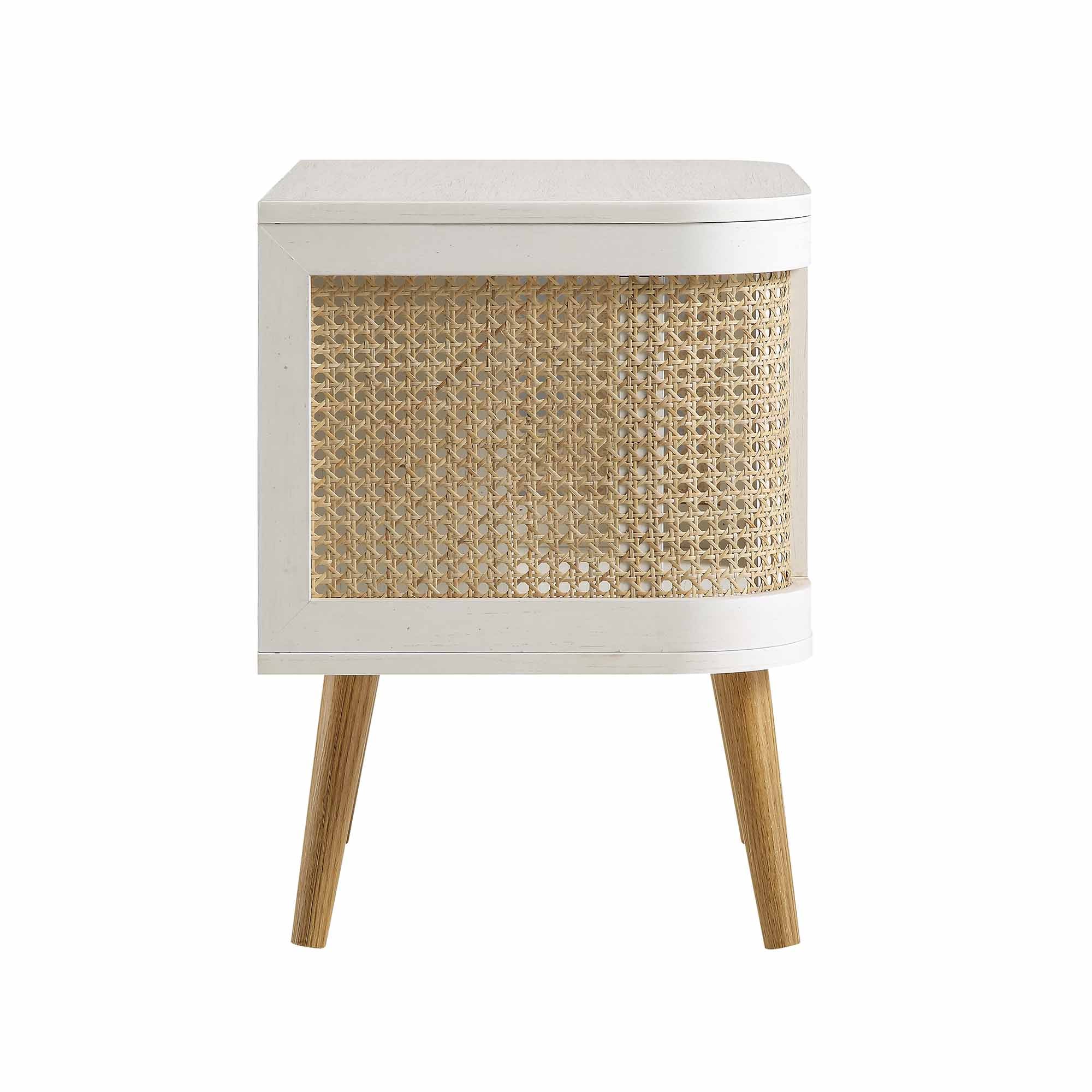 Izzy Curved Rattan Bedside Table, White - Image 7
