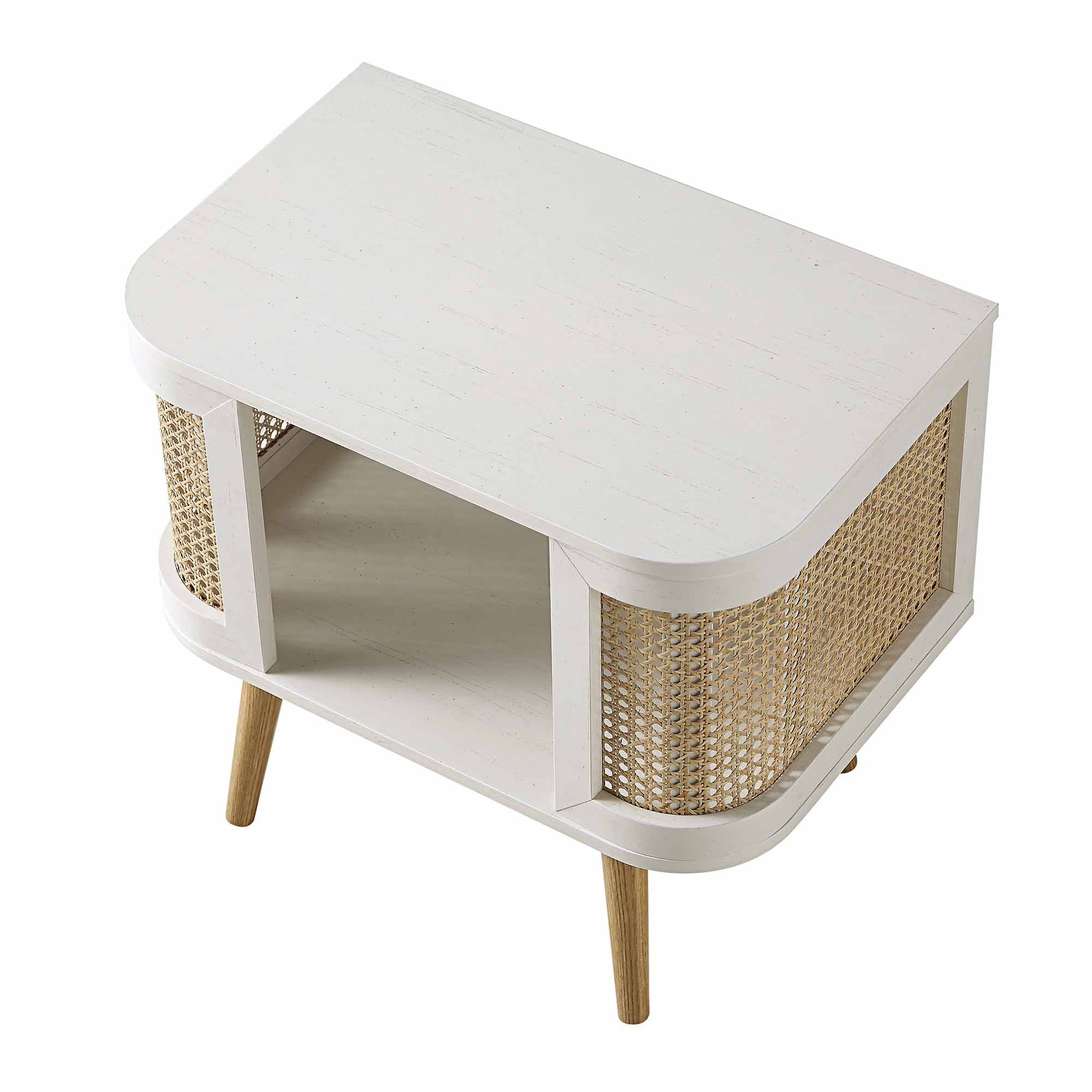 Izzy Curved Rattan Bedside Table, White - Image 8