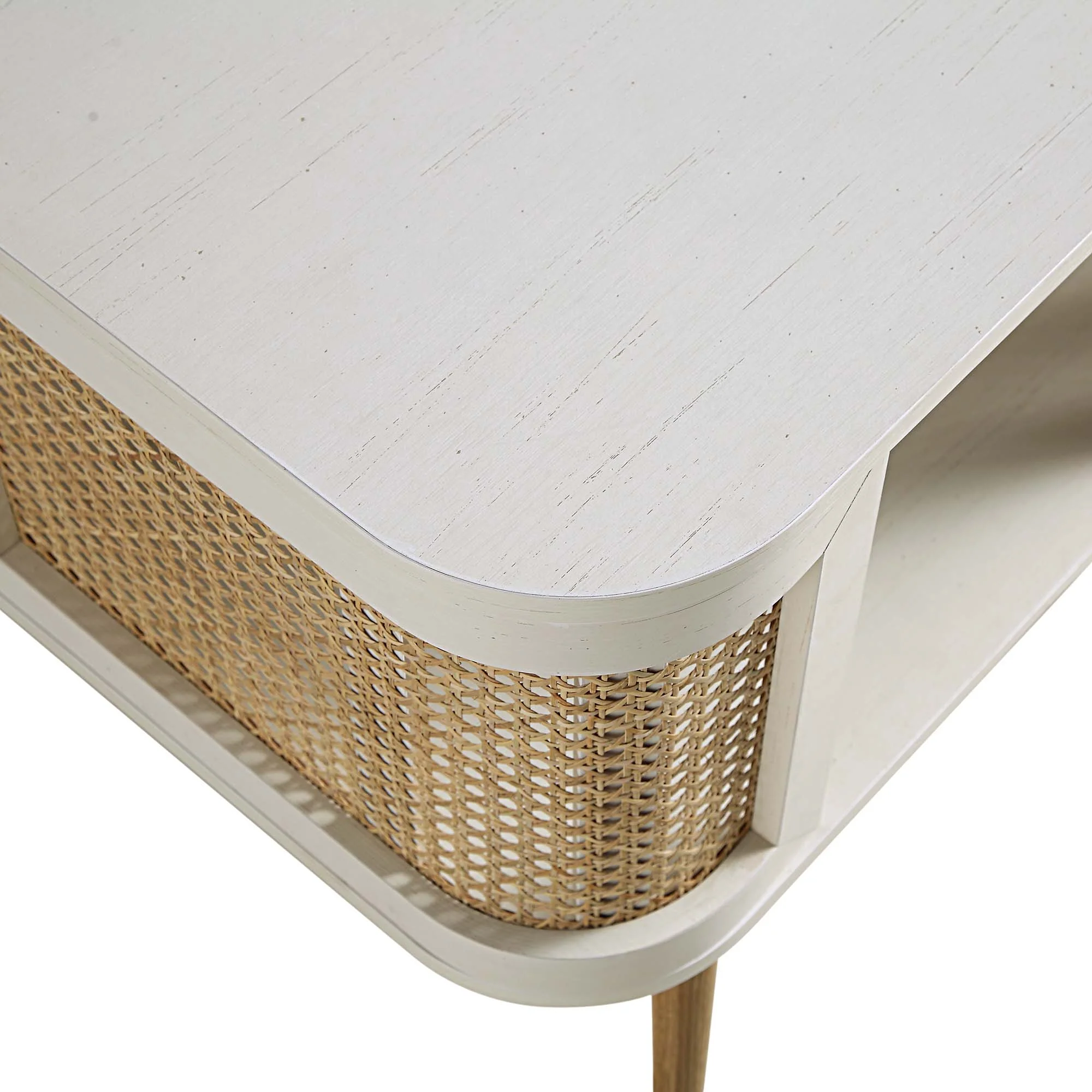 Izzy Curved Rattan Bedside Table, White - Image 9