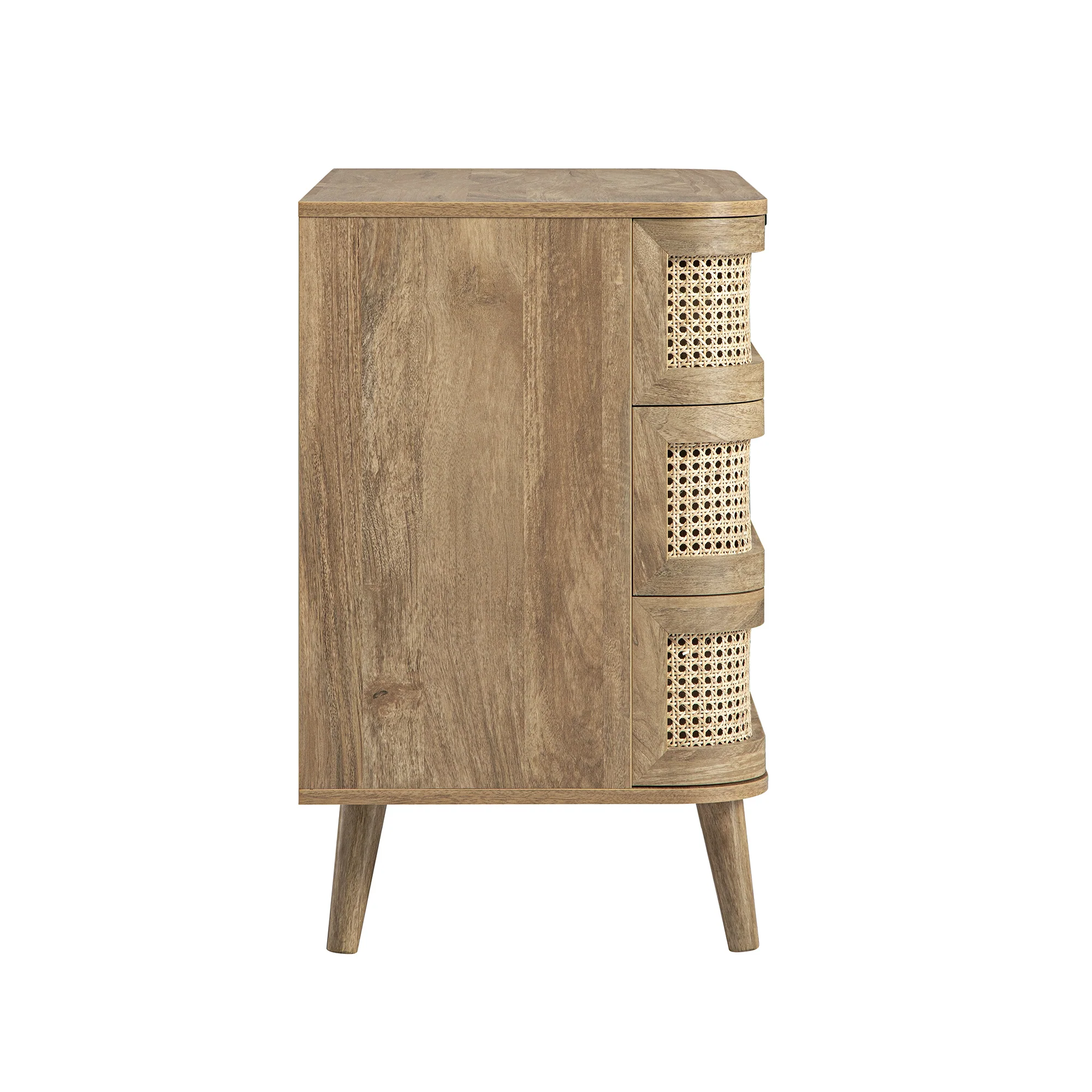 Izzy Curved Rattan Chest of 3 Drawers, Natural - Image 11