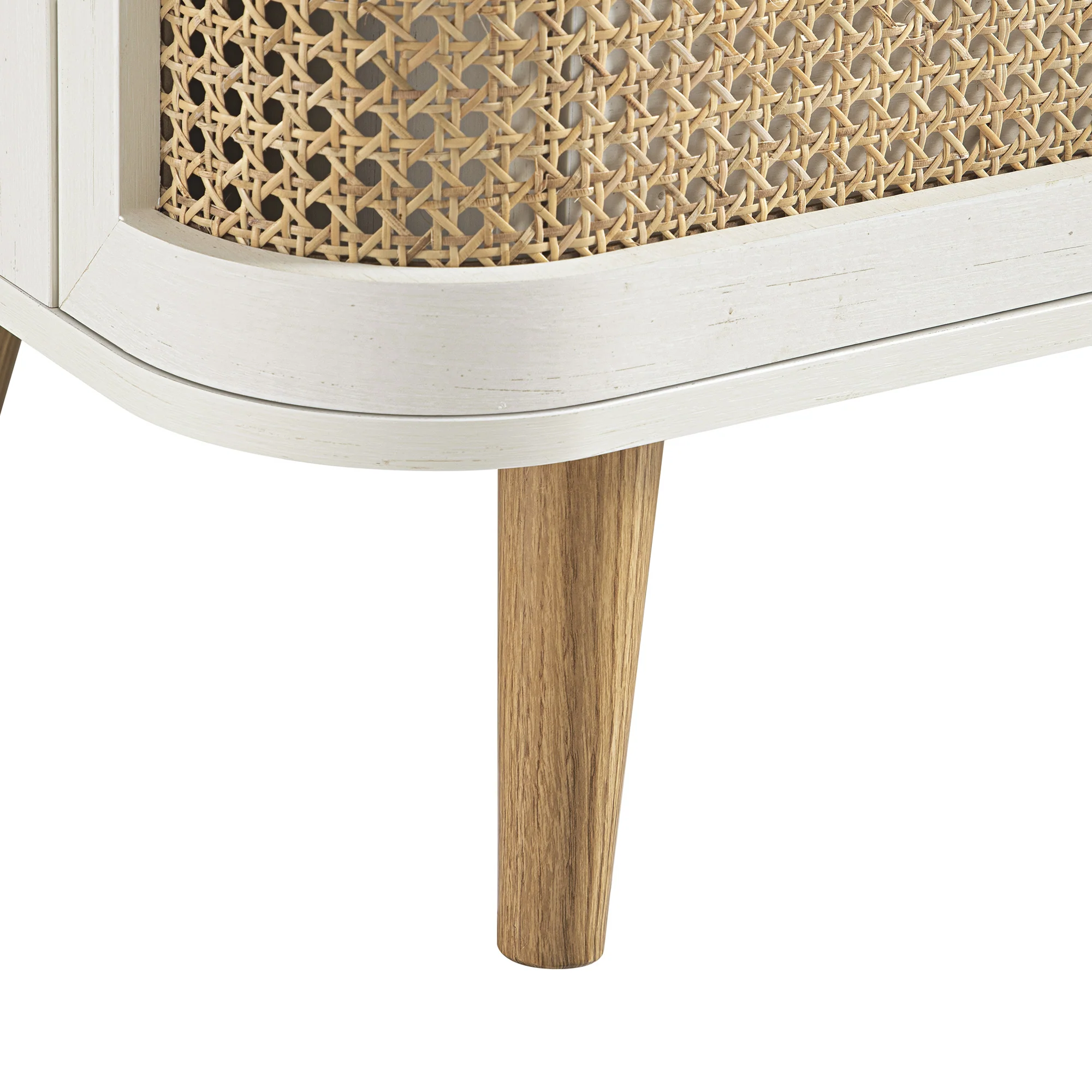 Izzy Curved Rattan Chest of 3 Drawers, White - Image 16