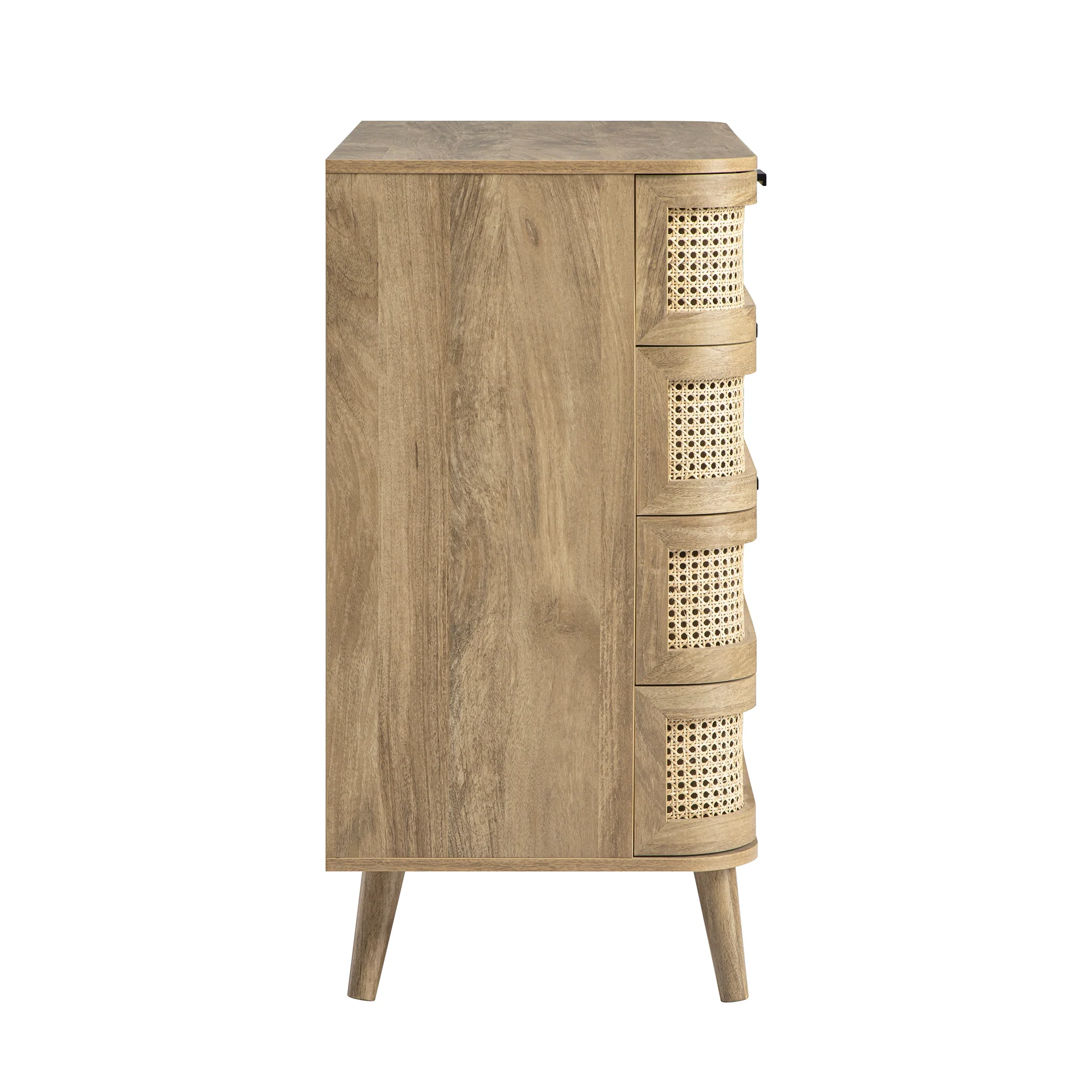 Izzy Curved Rattan Chest of 5 Drawers, Natural - Image 11