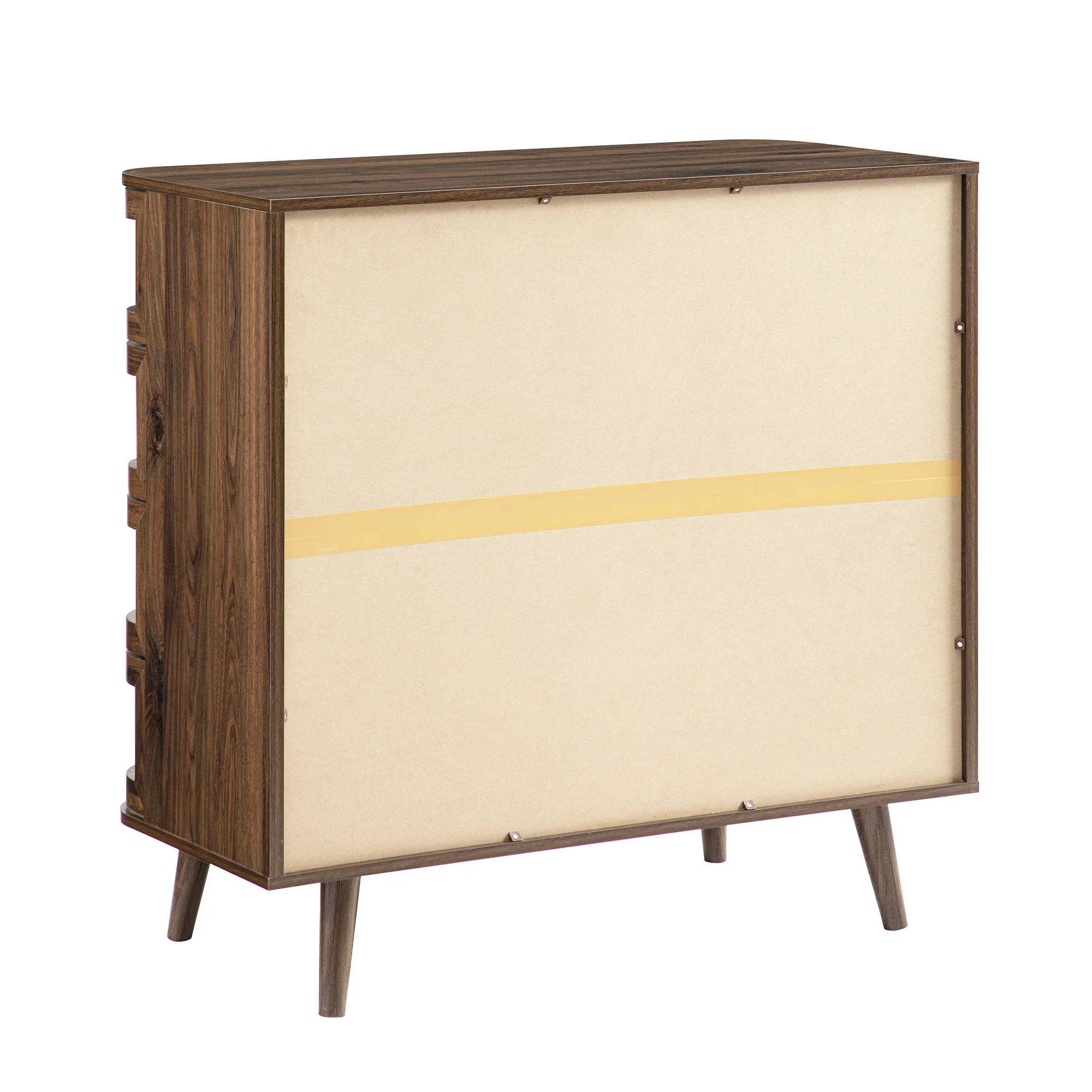 Izzy Curved Rattan Chest of 5 Drawers, Walnut - Image 13