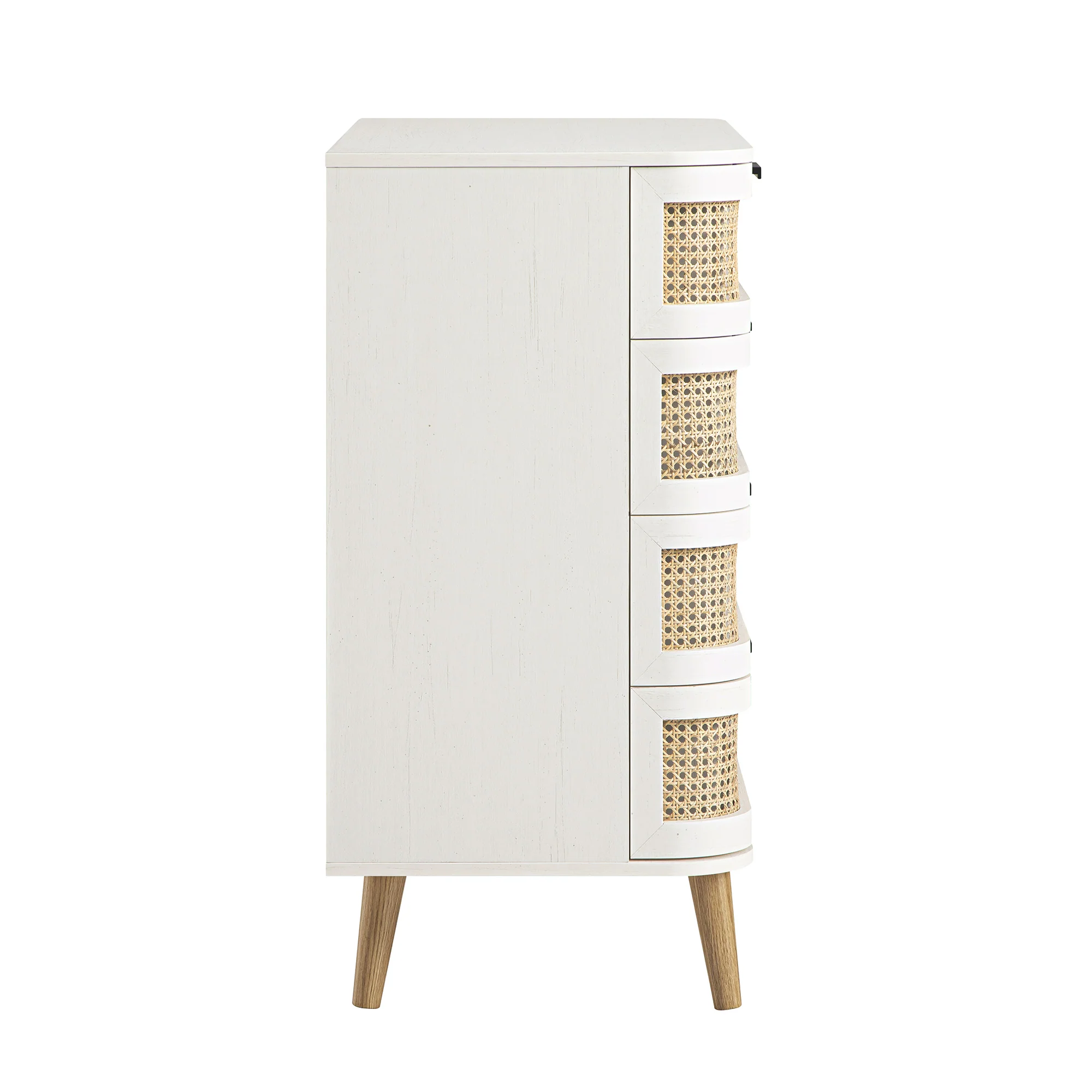 Izzy Curved Rattan Chest of 5 Drawers, White - Image 11