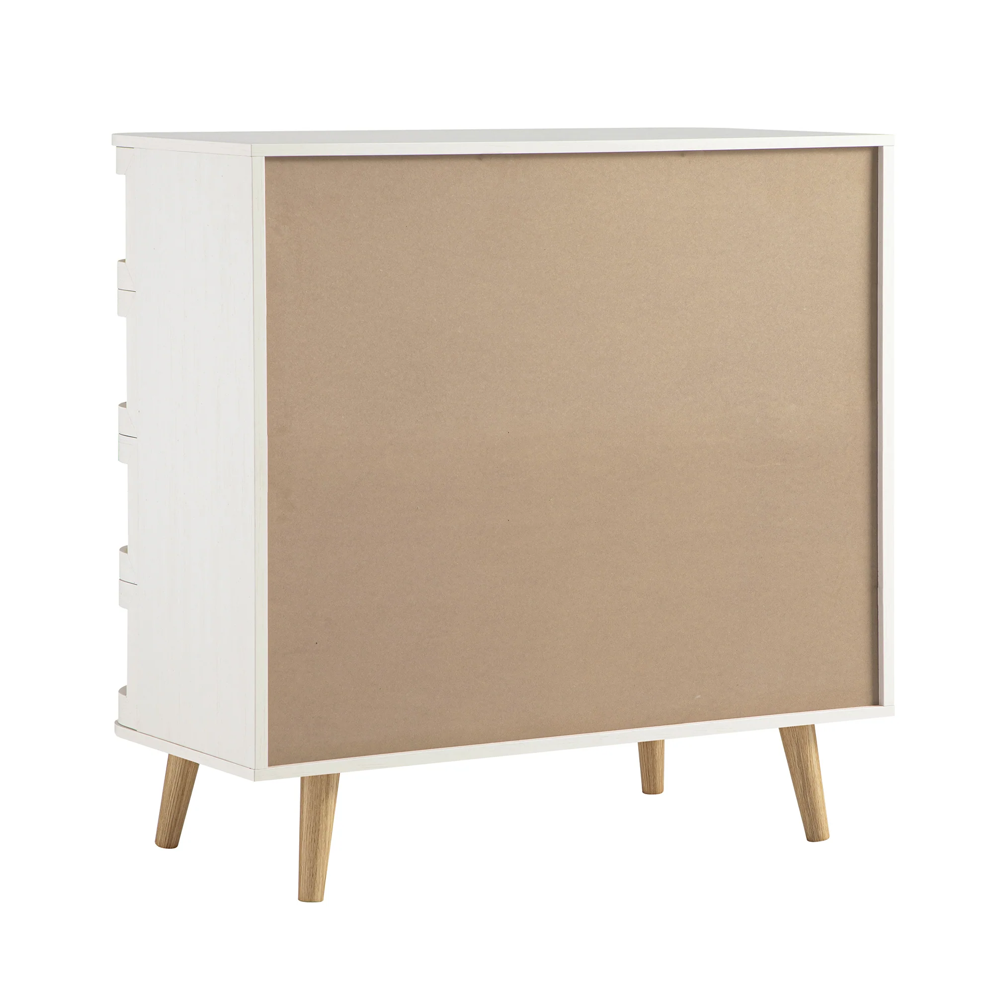 Izzy Curved Rattan Chest of 5 Drawers, White - Image 13