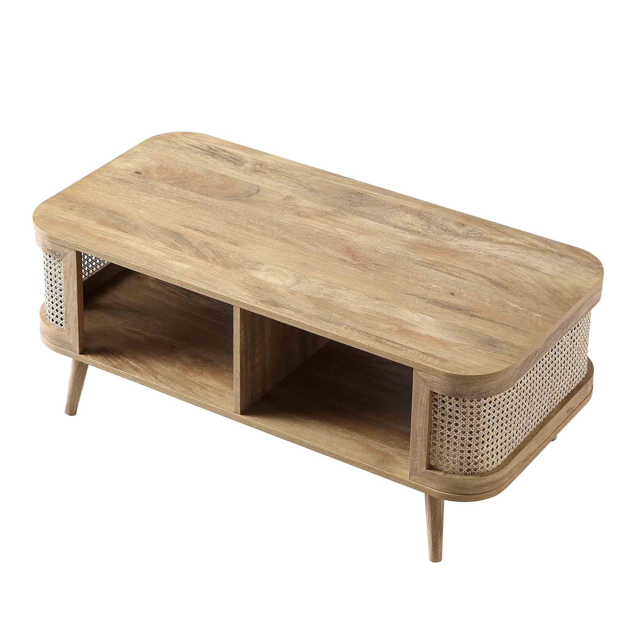 Izzy Curved Rattan Coffee Table, Natural - Image 7