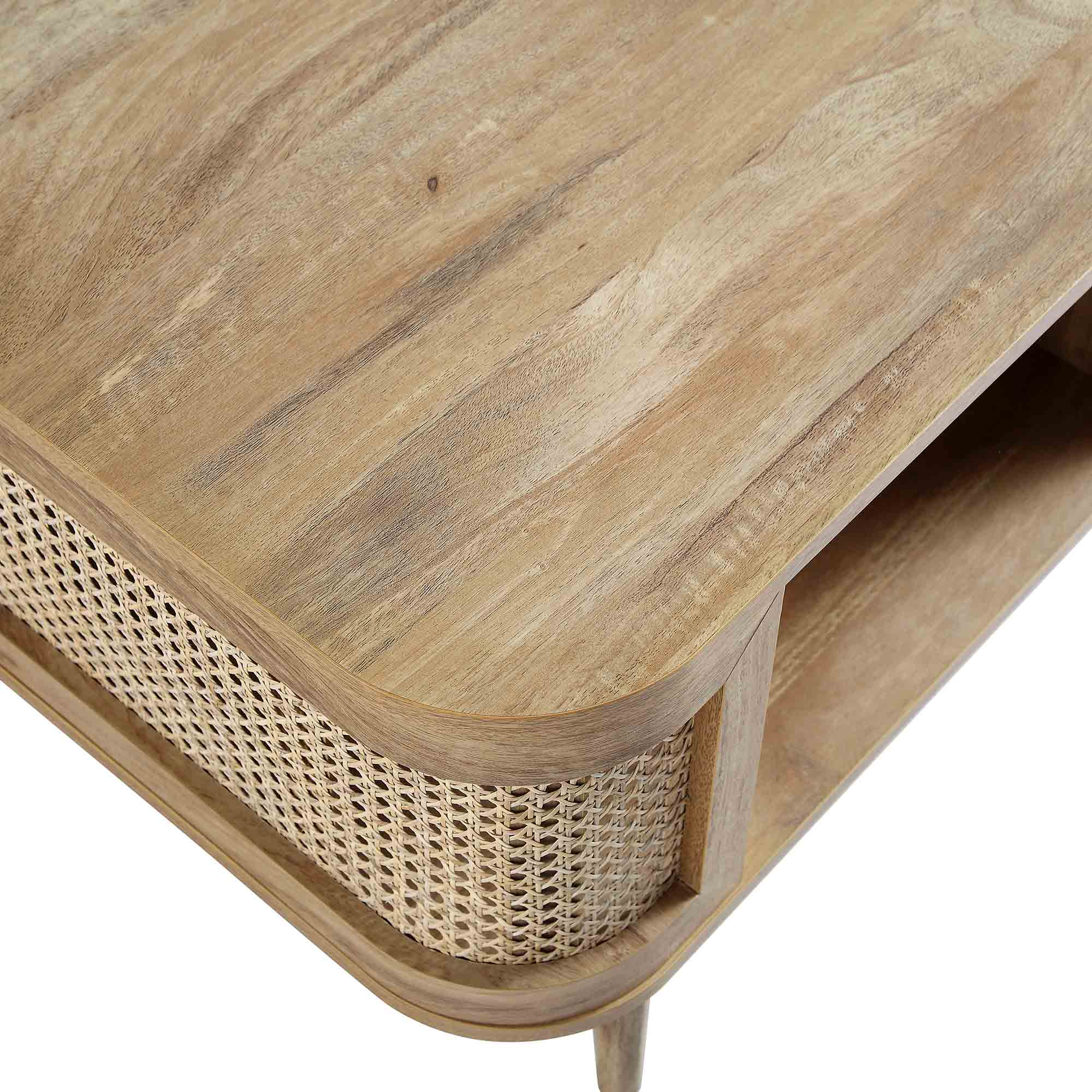 Izzy Curved Rattan Coffee Table, Natural - Image 9