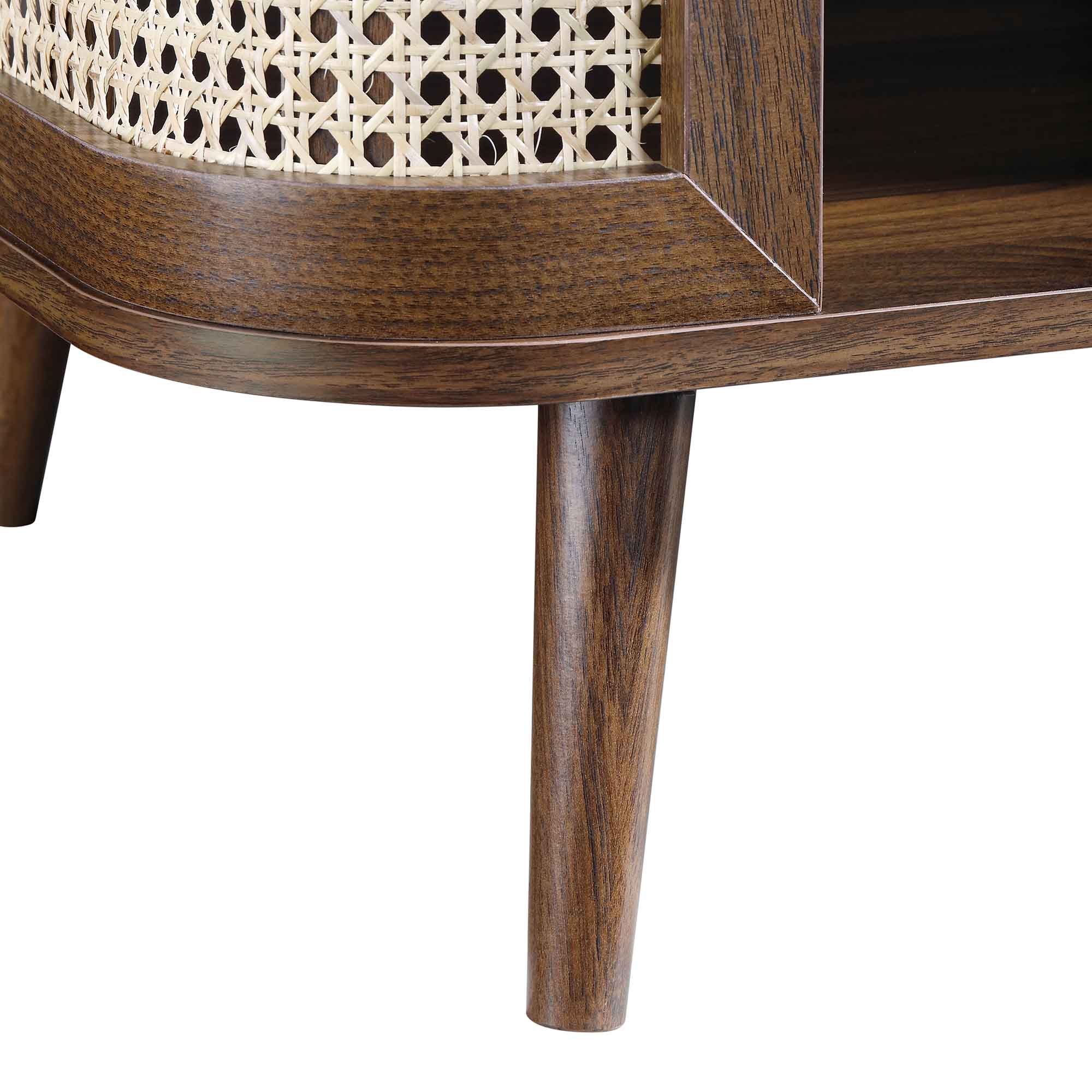 Izzy Curved Rattan Coffee Table, Walnut - Image 11