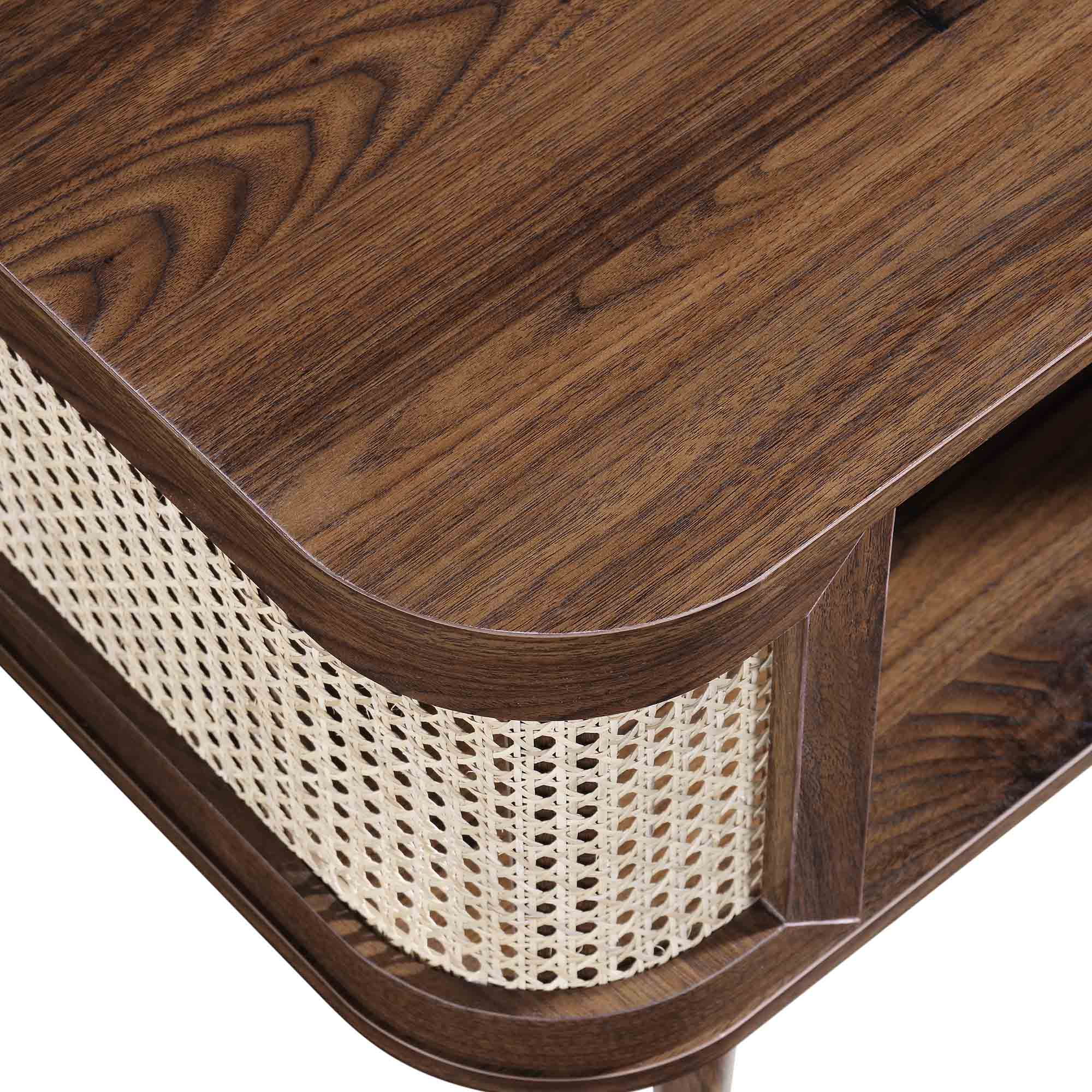 Izzy Curved Rattan Coffee Table, Walnut - Image 9