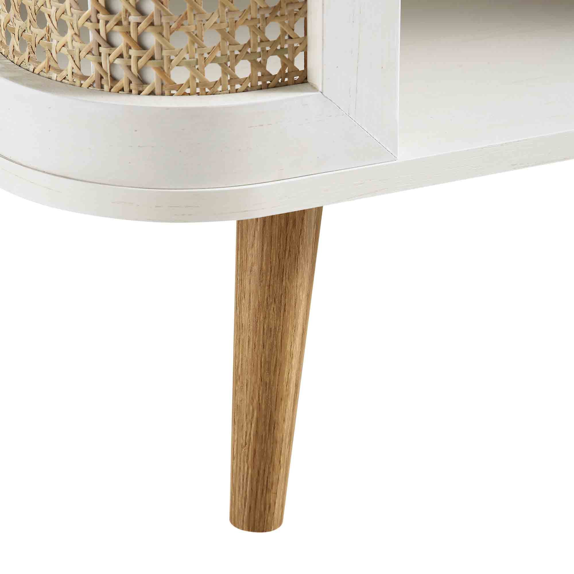 Izzy Curved Rattan Coffee Table, White - Image 11